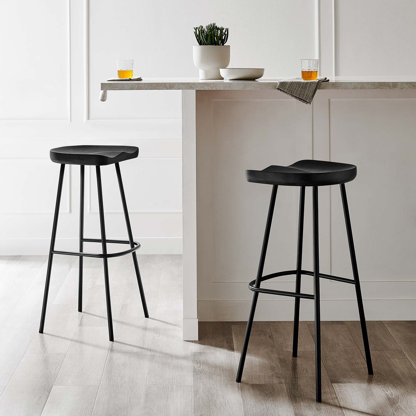 Concord Backless Wood Bar Stools Set of 2 by Modway EEI-6742-BLK