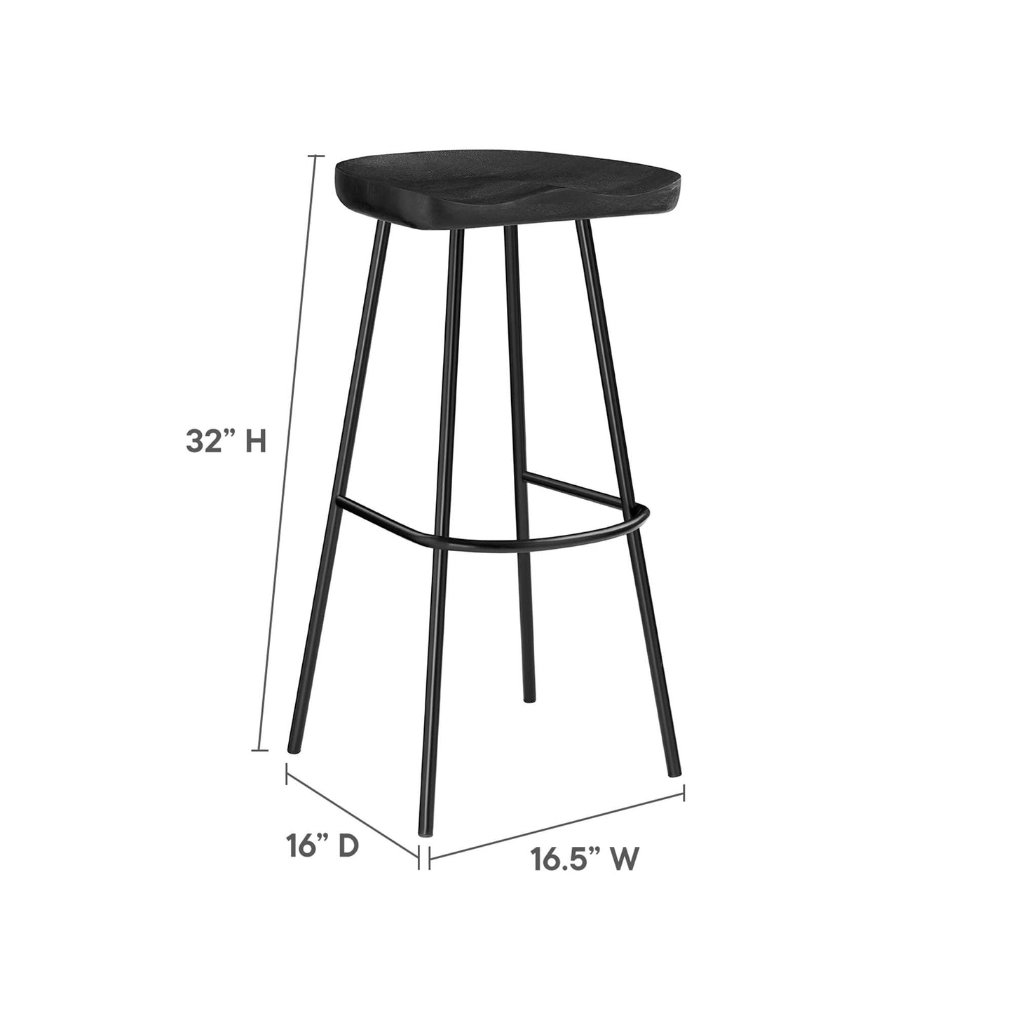 Concord Backless Wood Bar Stools Set of 2 by Modway EEI-6742-BLK