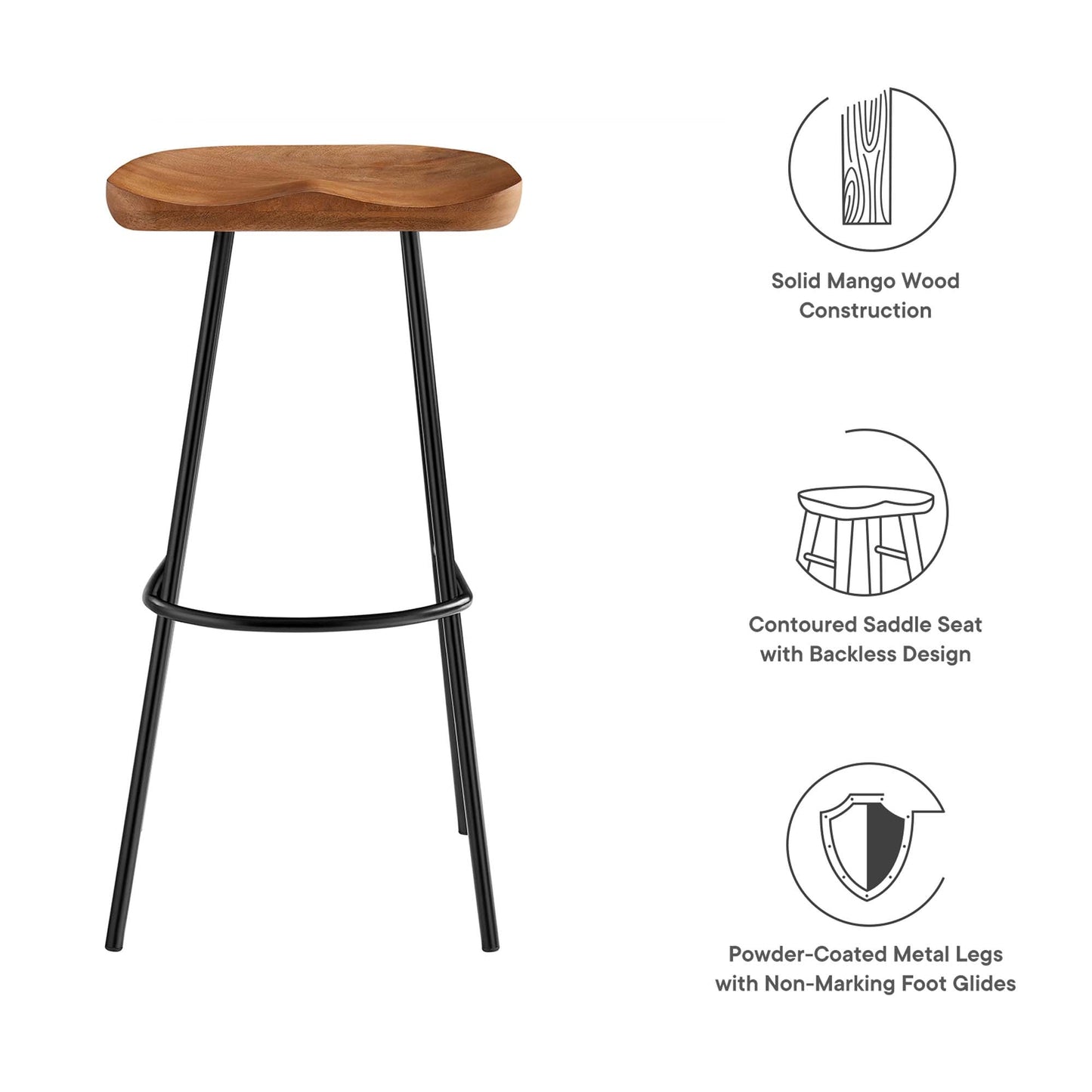 Concord Backless Wood Bar Stools Set of 2 by Modway EEI-6742-WAL