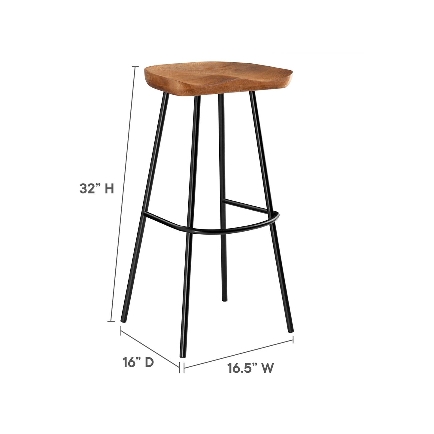 Concord Backless Wood Bar Stools Set of 2 by Modway EEI-6742-WAL