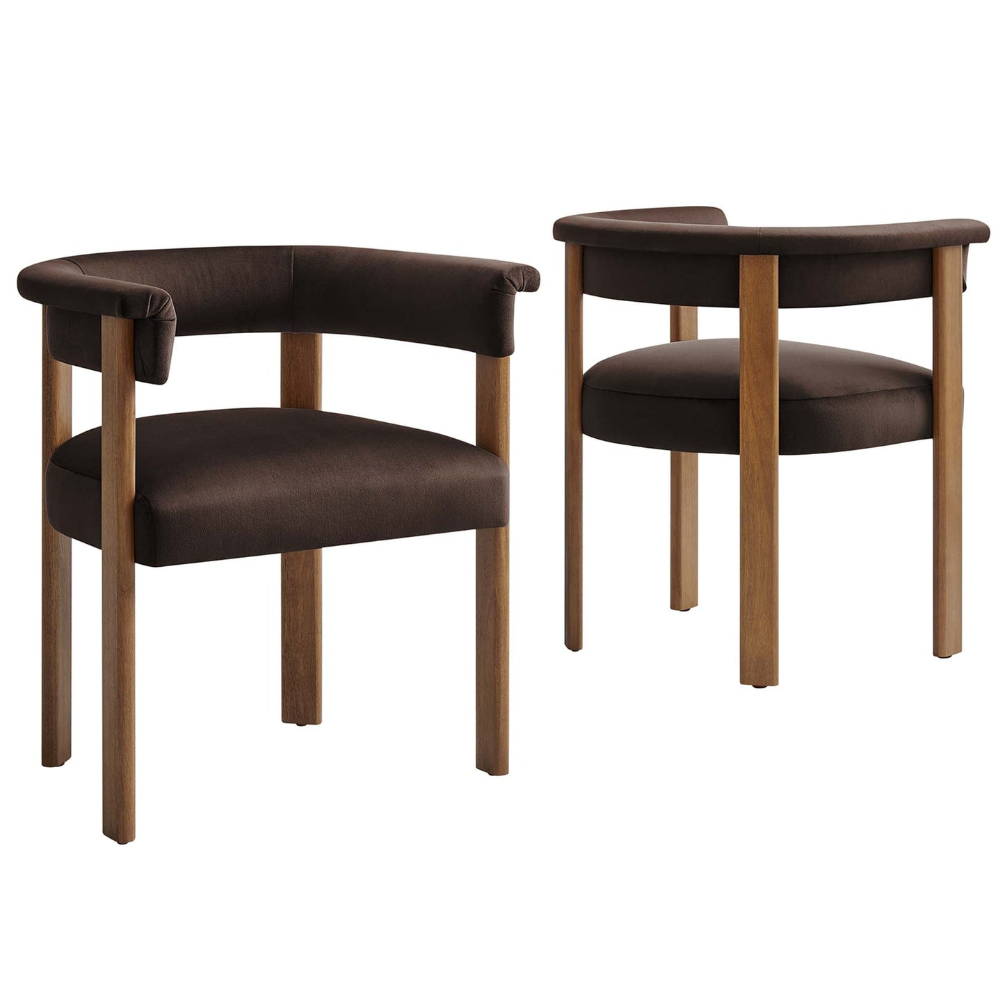 Imogen Performance Velvet Barrel Dining Chairs Set of 2 by Modway EEI-6775-CHB-DBR