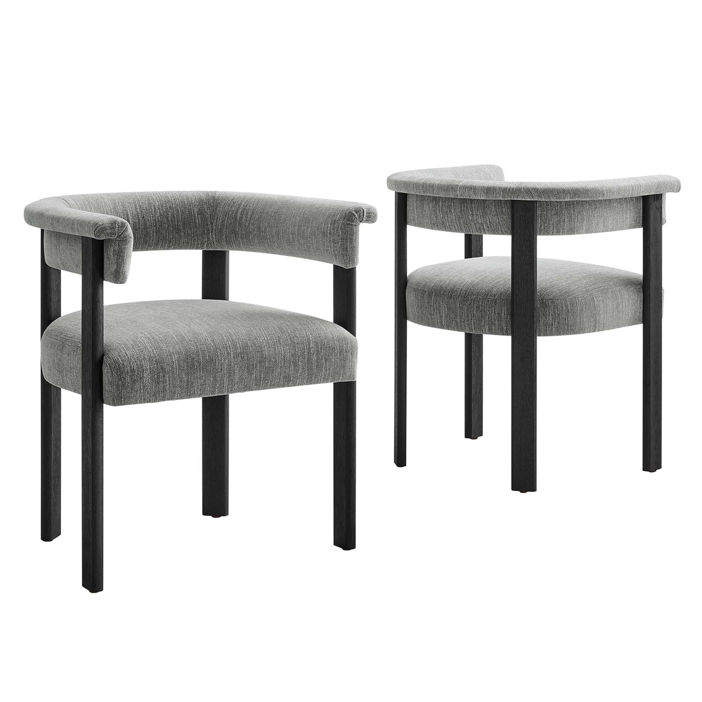 Imogen  Fabric Upholstered Barrel Dining Chairs Set of 2 by Modway EEI-6776-HEG-BLK