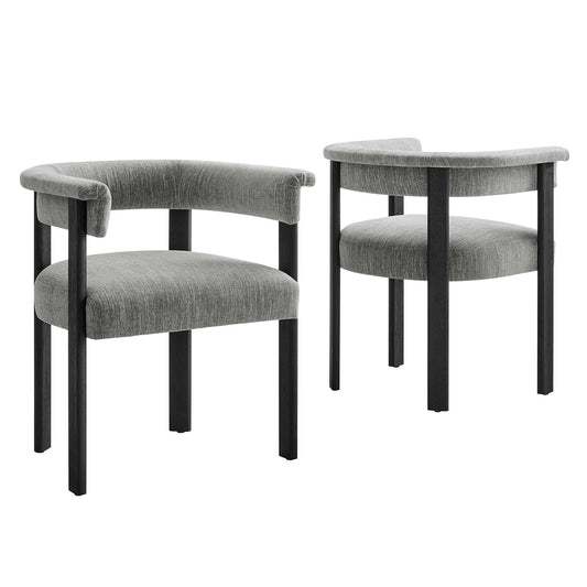 Imogen  Fabric Upholstered Barrel Dining Chairs Set of 2 by Modway EEI-6776-HEG-BLK