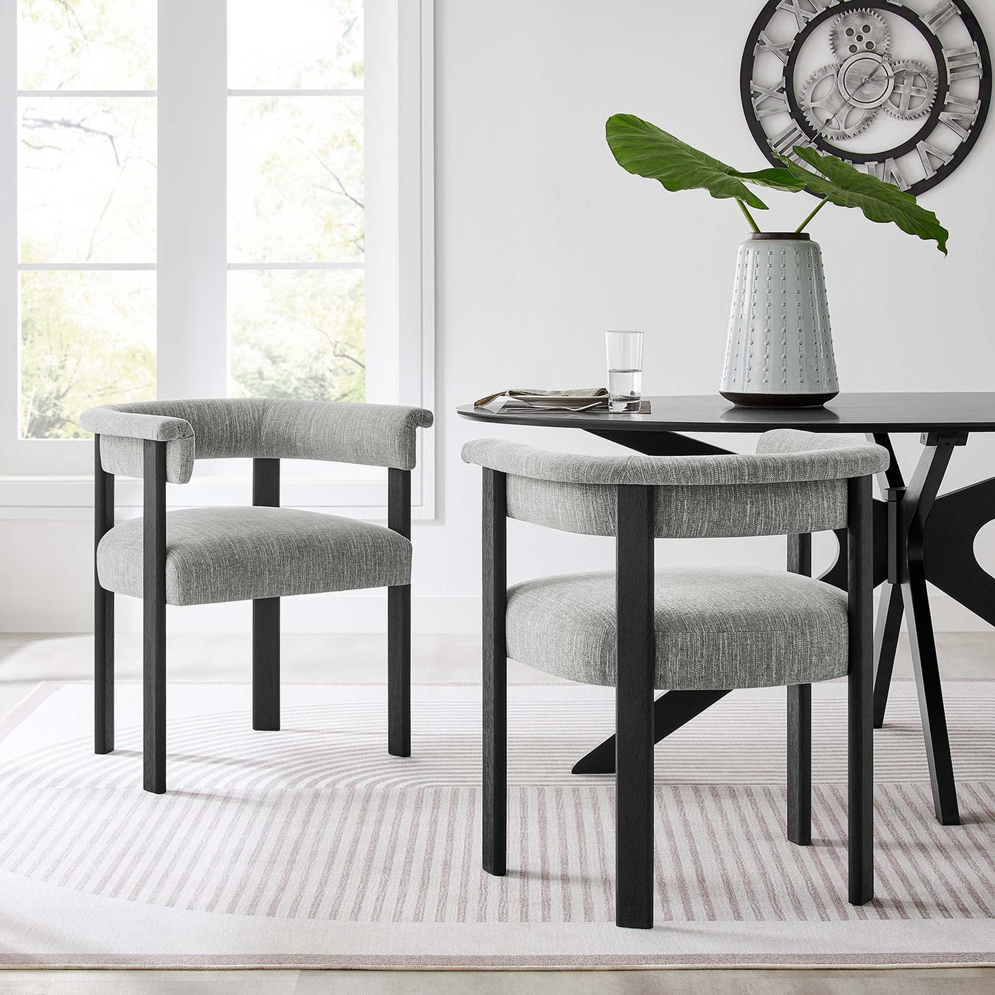 Imogen  Fabric Upholstered Barrel Dining Chairs Set of 2 by Modway EEI-6776-HEG-BLK