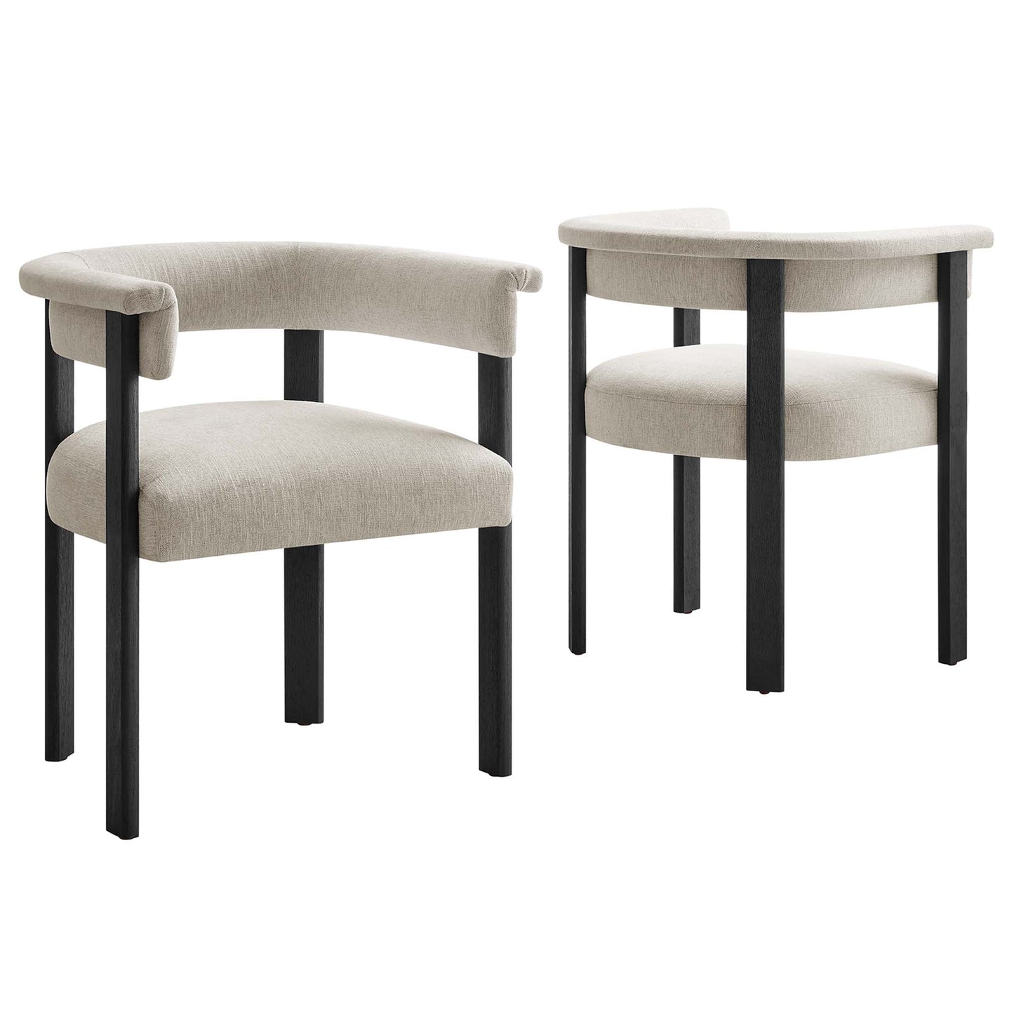 Imogen  Fabric Upholstered Barrel Dining Chairs Set of 2 by Modway EEI-6776-HEI-BLK