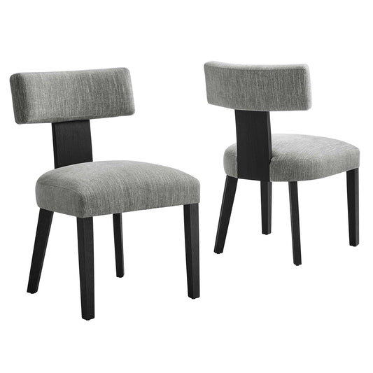 Nalani Fabric Upholstered Dining Chairs Set of 2 by Modway EEI-6777-HEG-BLK