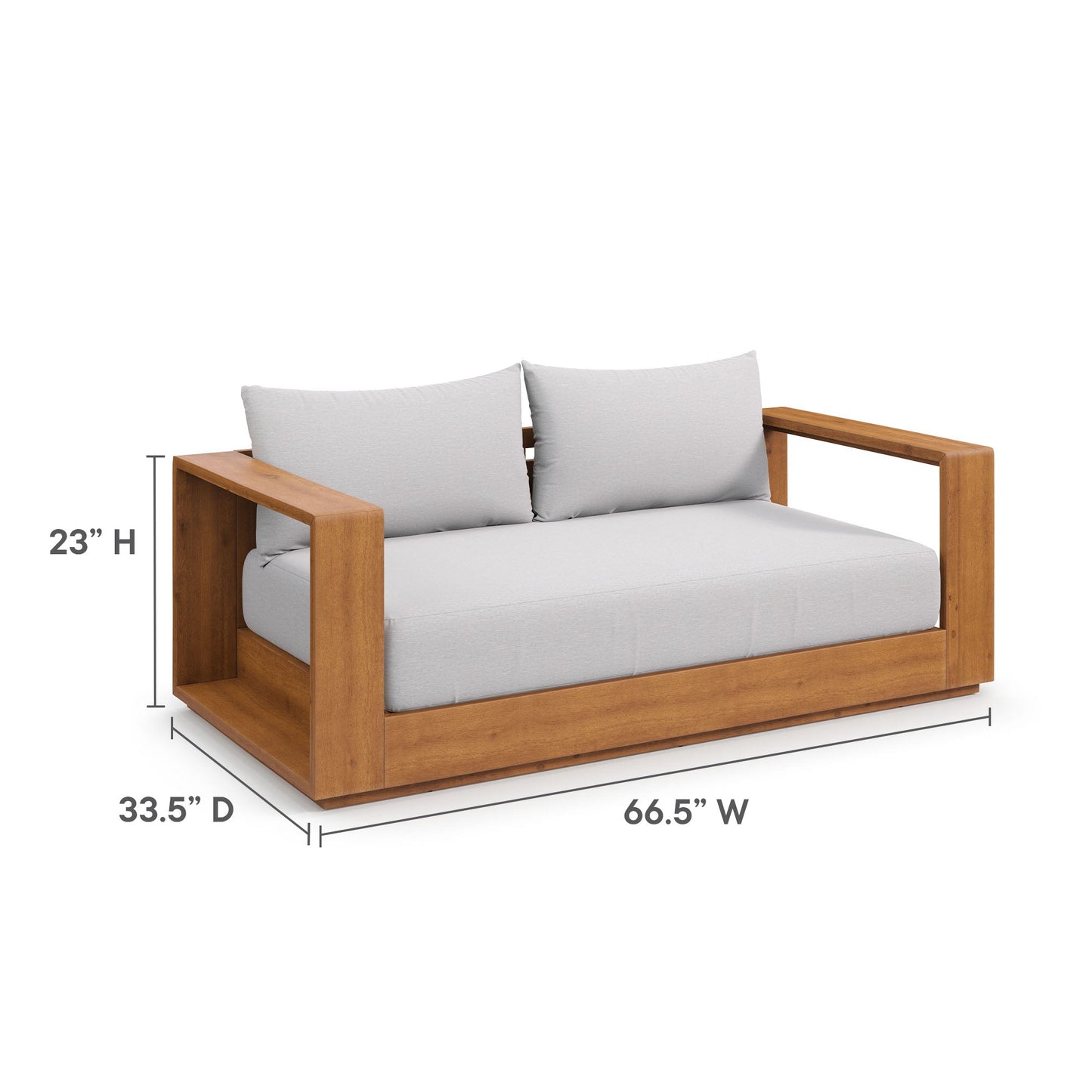 Tahoe Acacia Wood Outdoor Patio Acacia Wood Loveseat by Modway EEI-6783-NAT-LGR