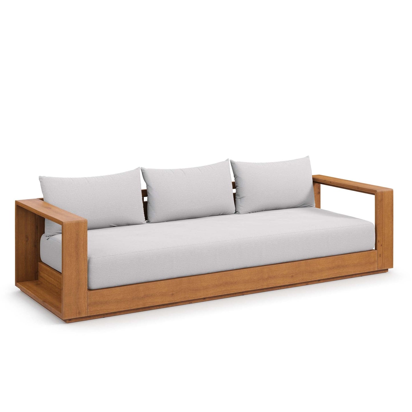 Tahoe Outdoor Patio Acacia Wood Sofa by Modway EEI-6784-NAT-LGR