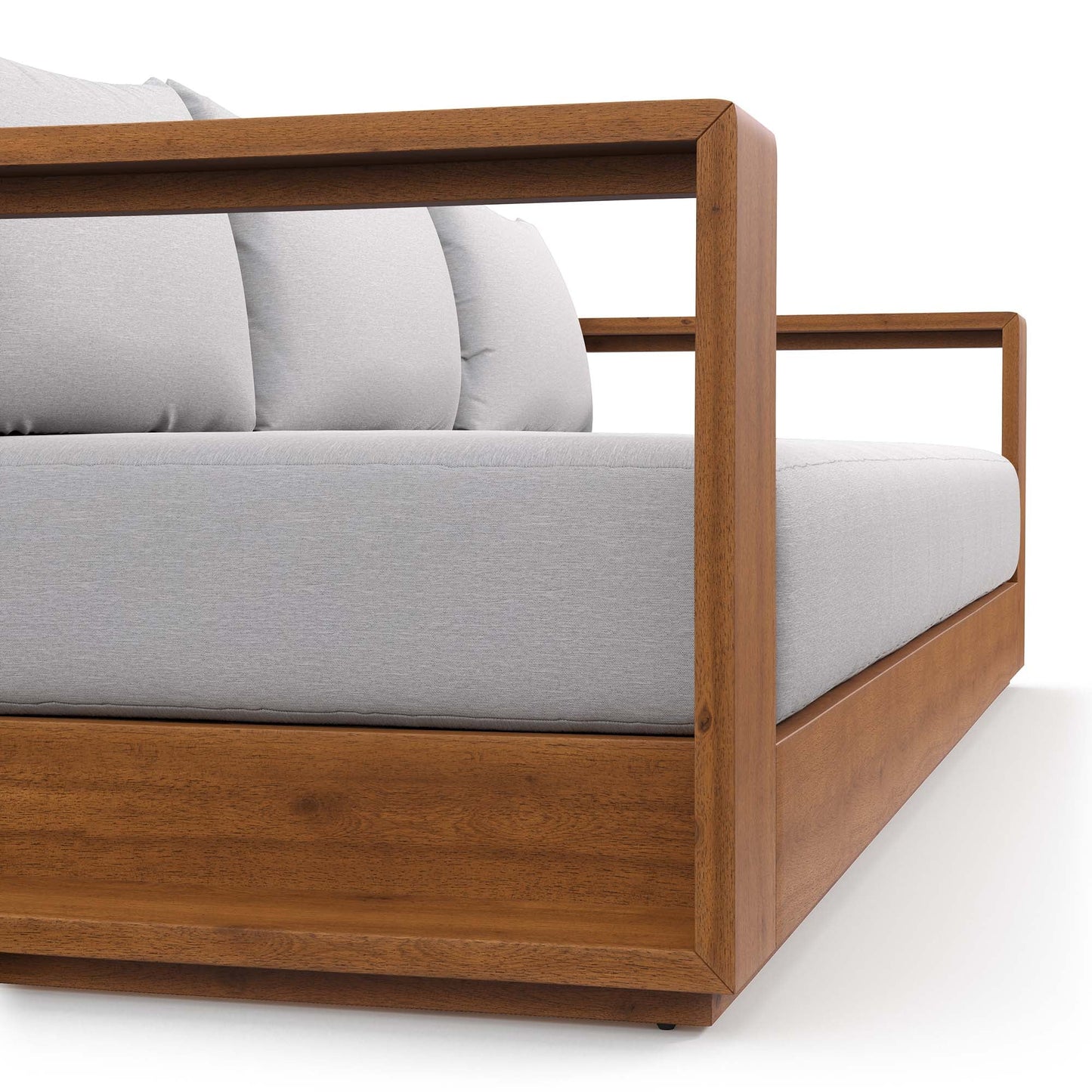 Tahoe Outdoor Patio Acacia Wood Sofa by Modway EEI-6784-NAT-LGR