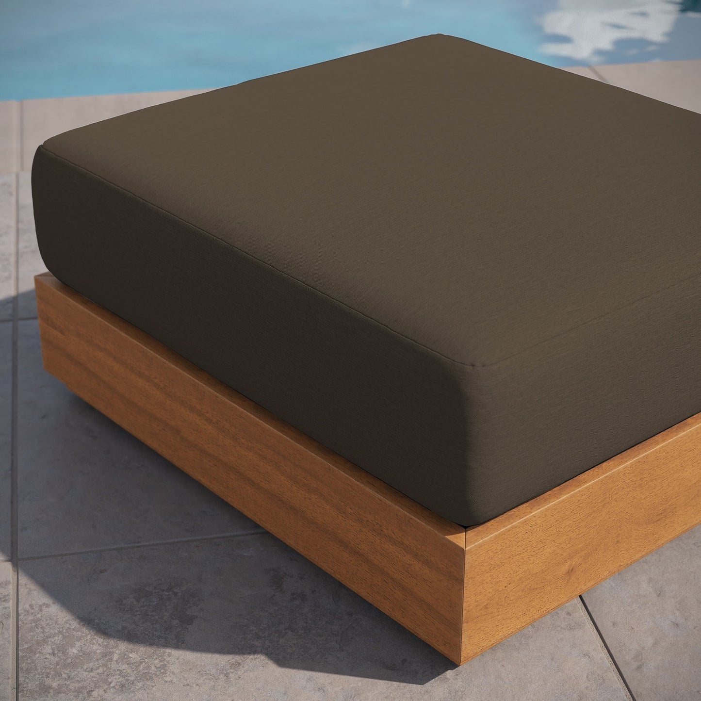 Tahoe Outdoor Patio Acacia Wood Ottoman by Modway EEI-6785-NAT-COA