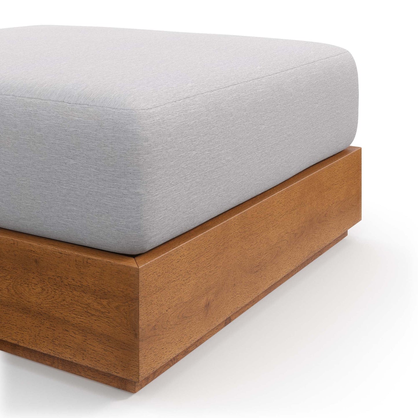 Tahoe Outdoor Patio Acacia Wood Ottoman by Modway EEI-6785-NAT-LGR