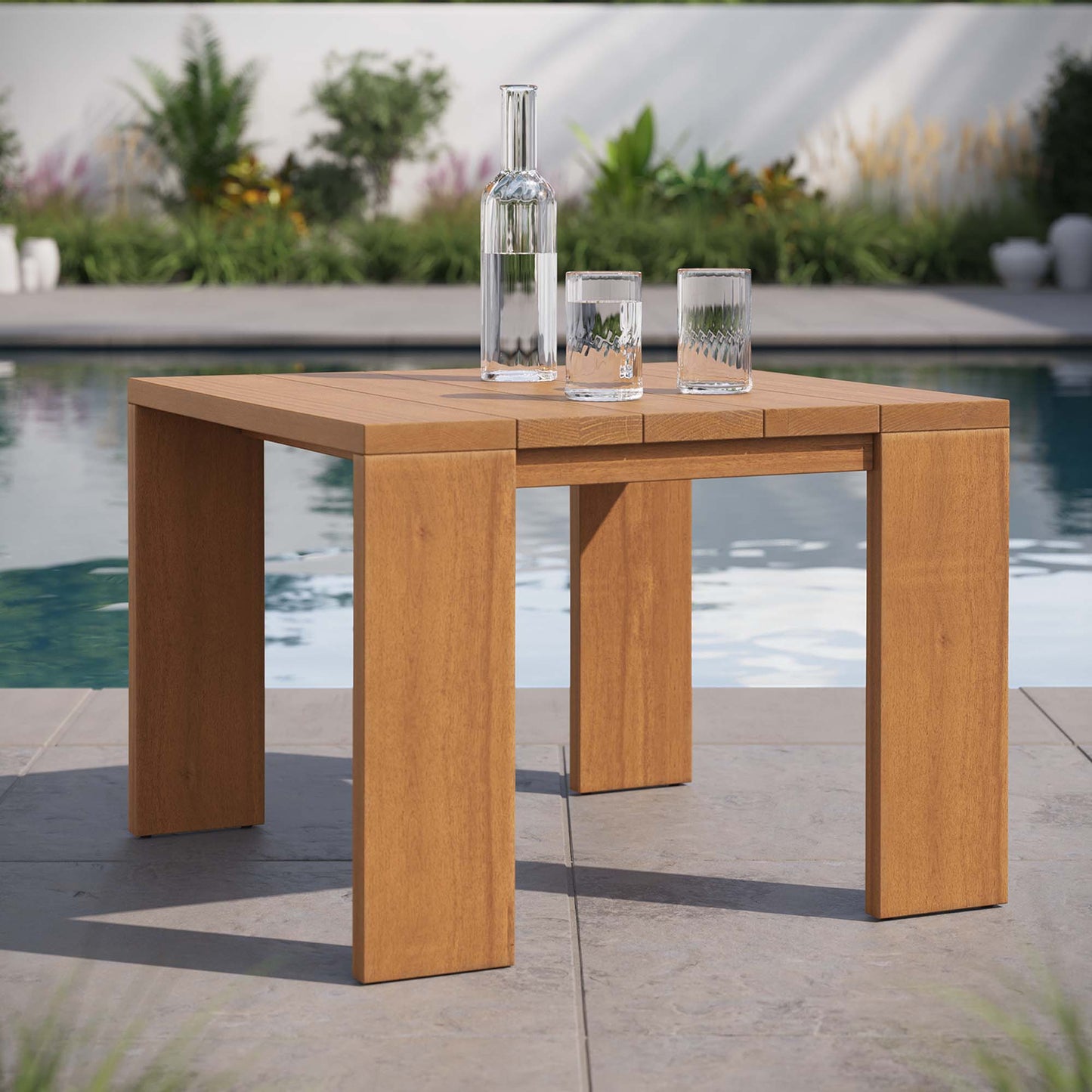 Tahoe Outdoor Patio Acacia Wood Side Table by Modway EEI-6787-NAT
