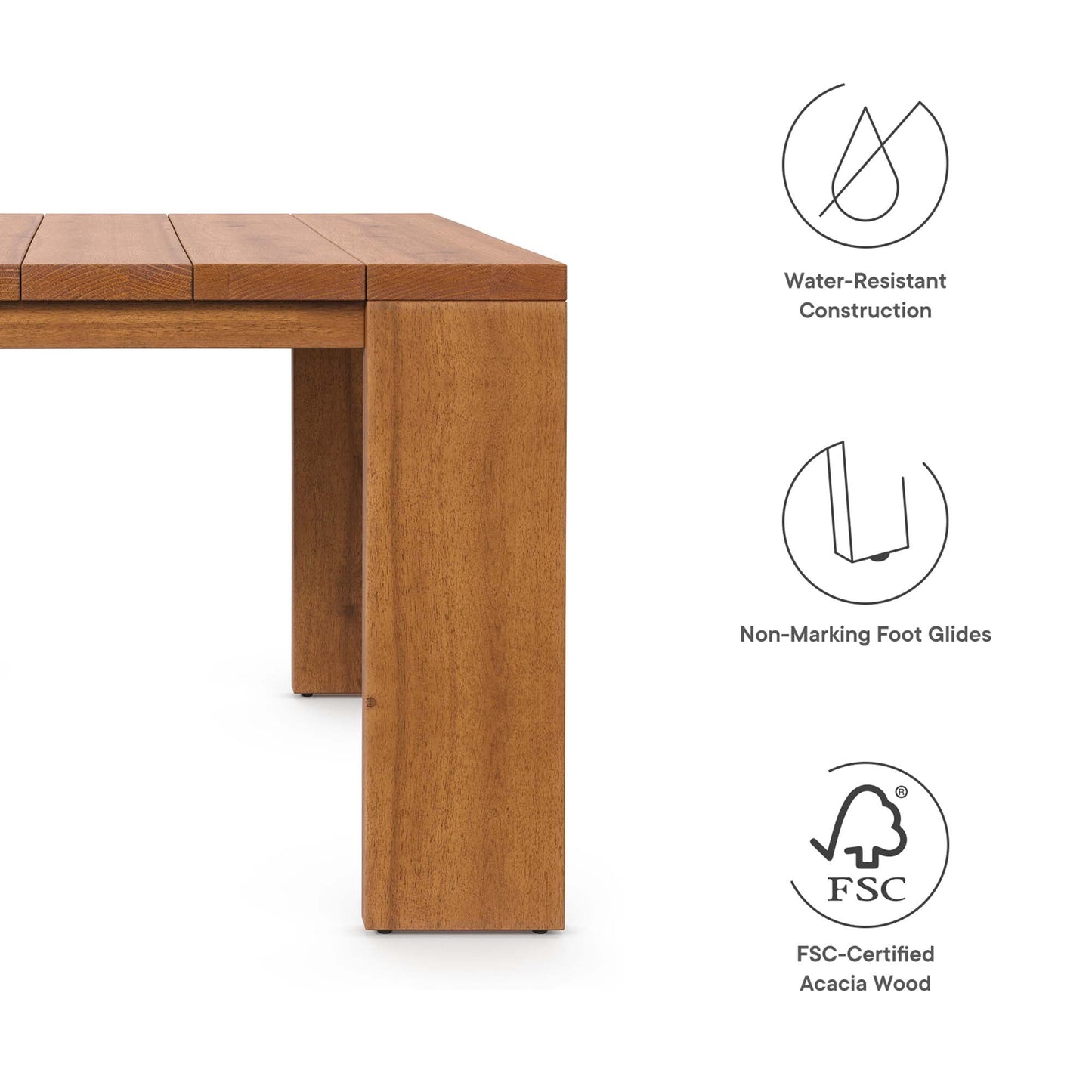 Tahoe Outdoor Patio Acacia Wood Side Table by Modway EEI-6787-NAT