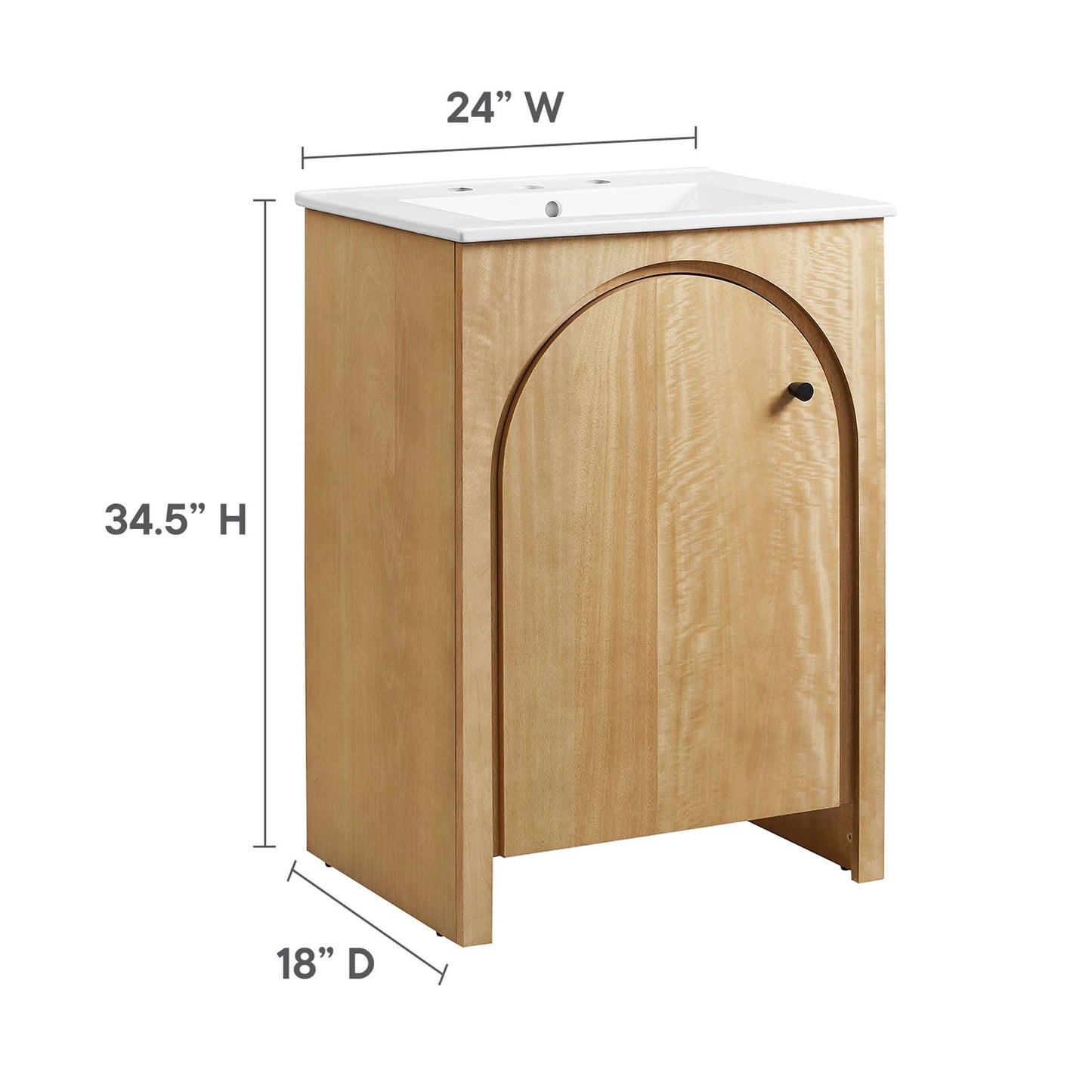 Appia 24" Bathroom Vanity by Modway EEI-6788-OAK-WHI