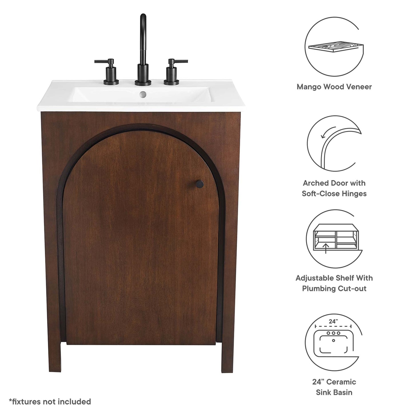 Appia 24" Bathroom Vanity by Modway EEI-6788-WAL-WHI