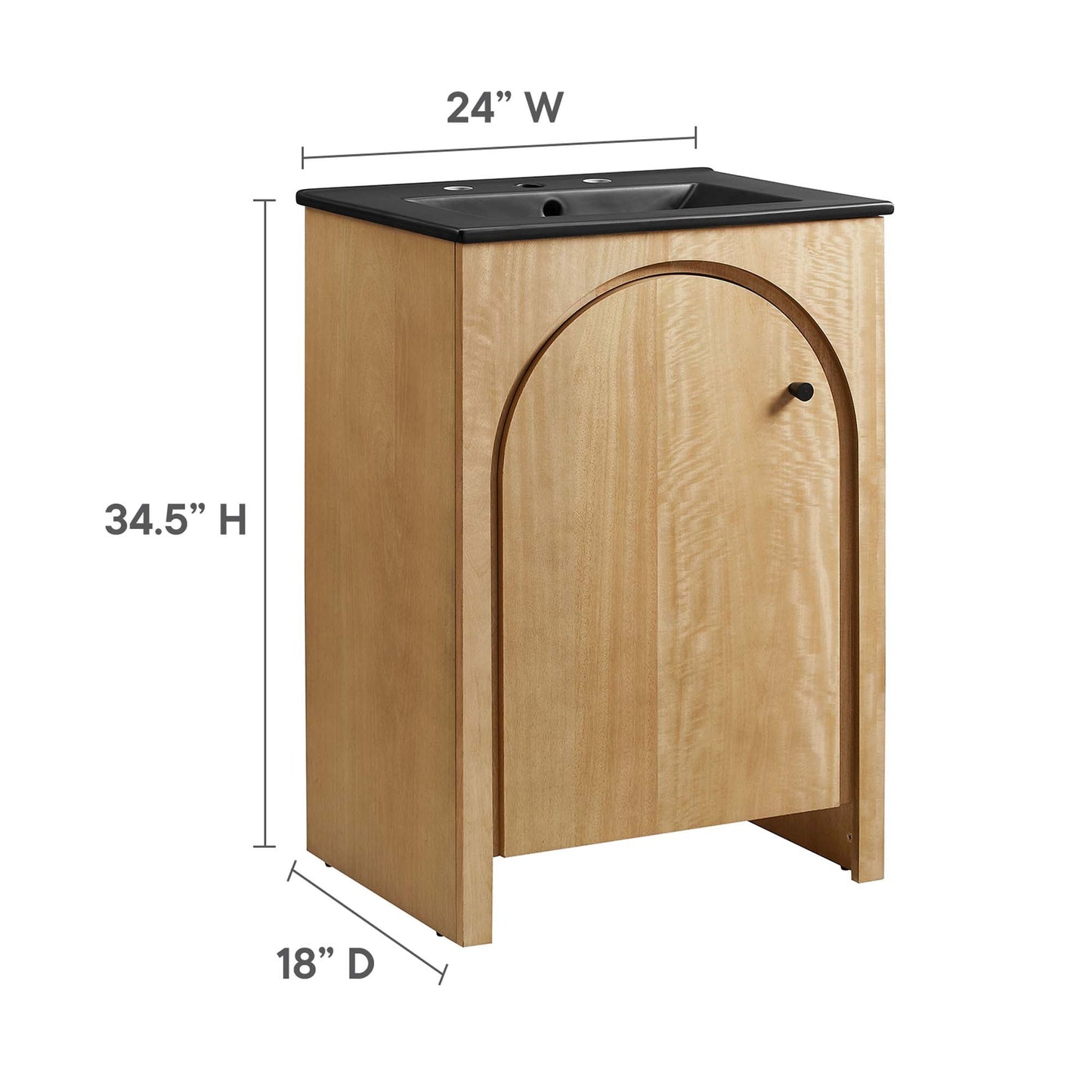 Appia 24" Bathroom Vanity by Modway EEI-6789-OAK-BLK