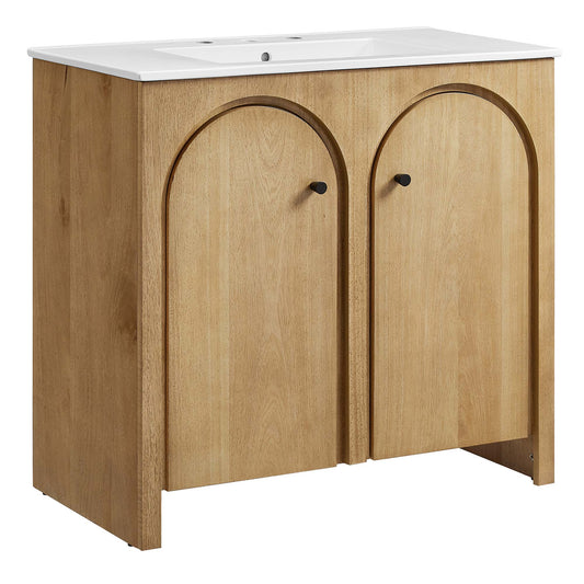 Appia 36" Bathroom Vanity by Modway EEI-6790-OAK-WHI