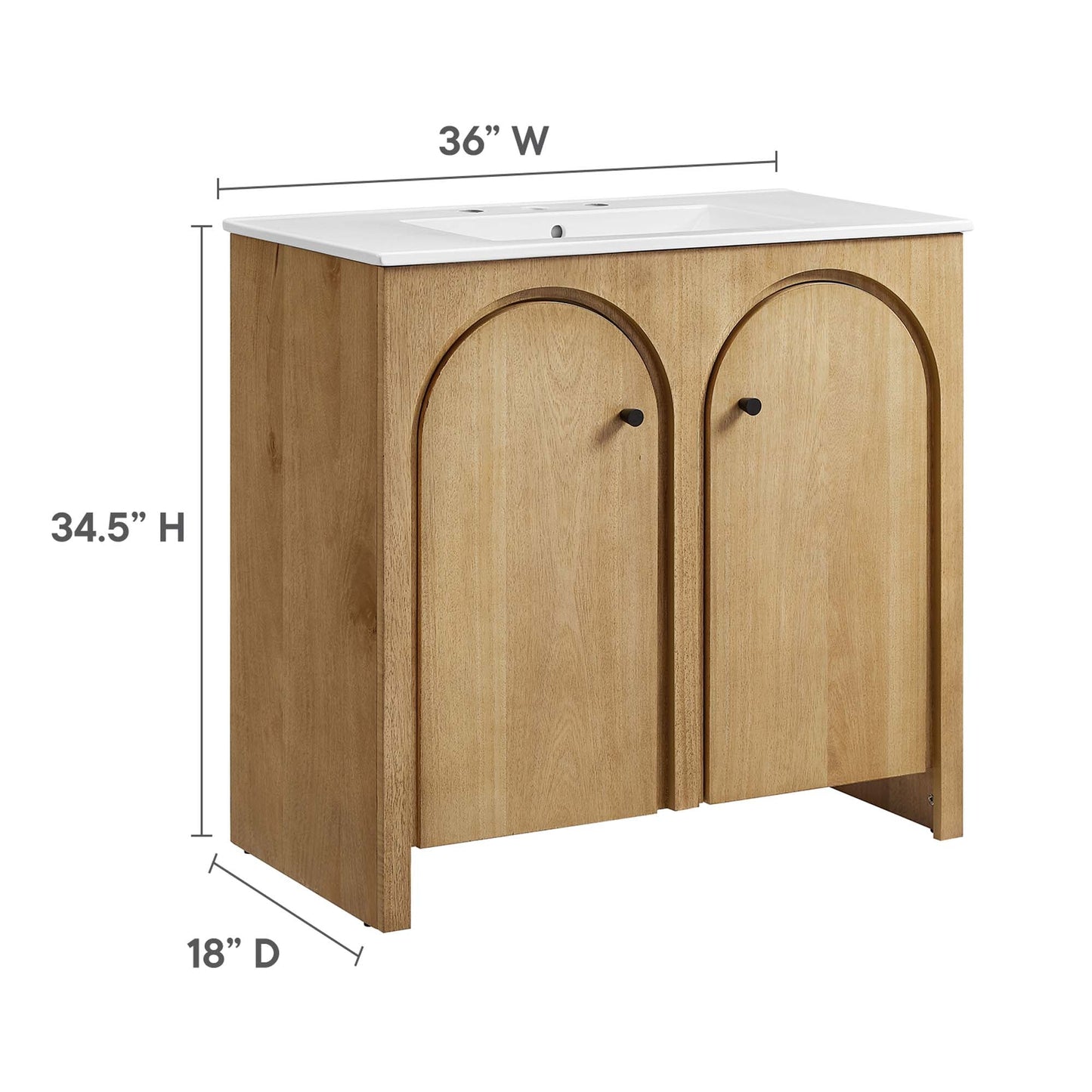 Appia 36" Bathroom Vanity by Modway EEI-6790-OAK-WHI