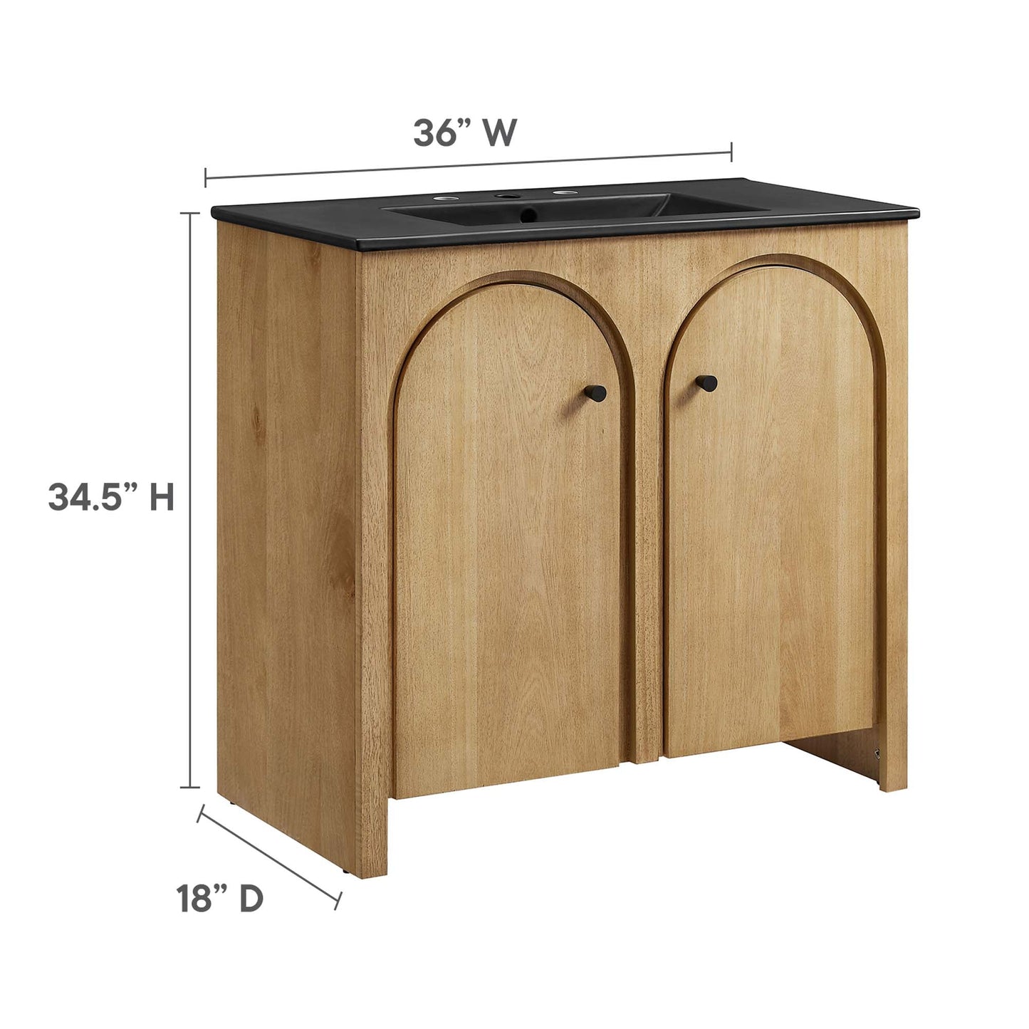 Appia 36" Bathroom Vanity by Modway EEI-6791-OAK-BLK