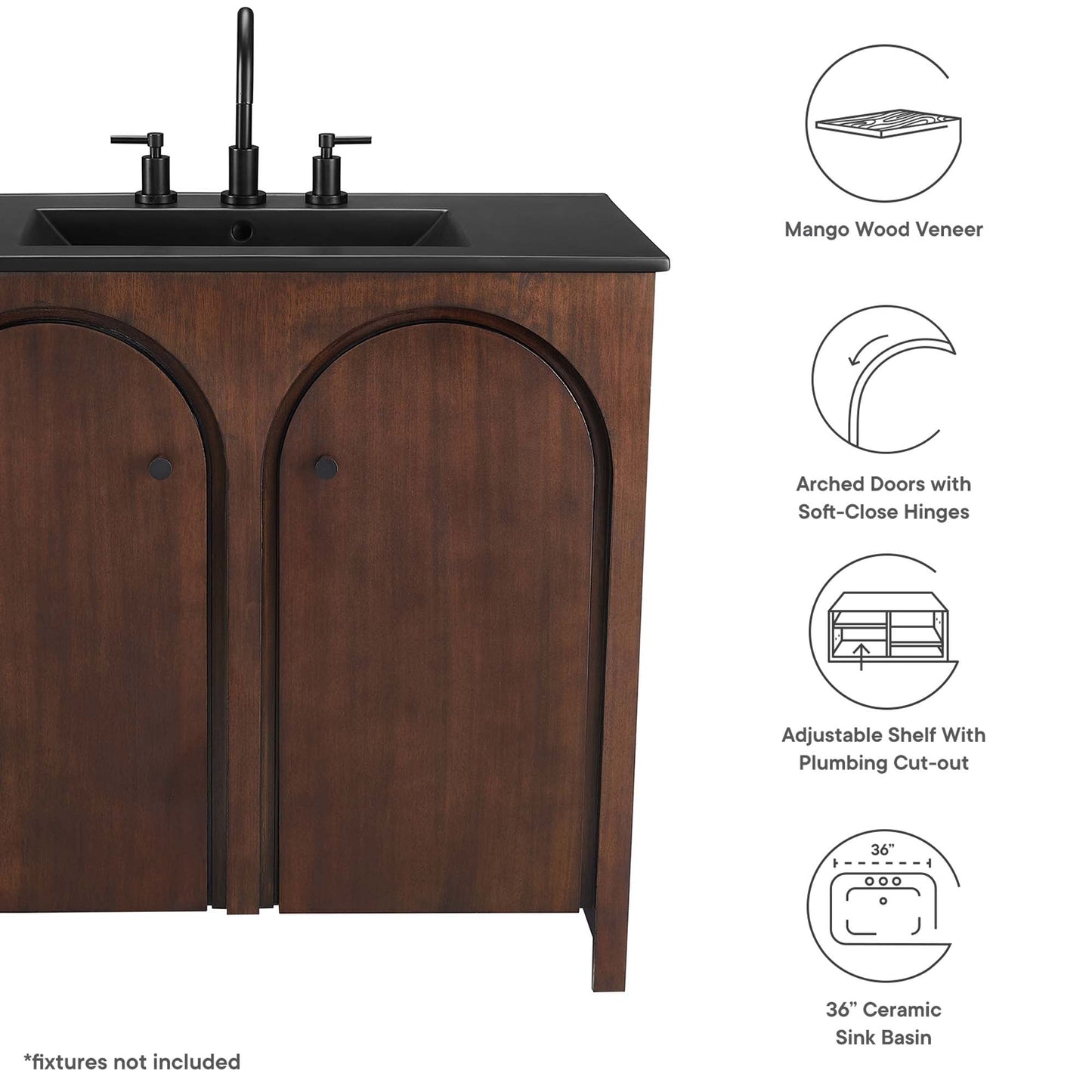 Appia 36" Bathroom Vanity by Modway EEI-6791-WAL-BLK