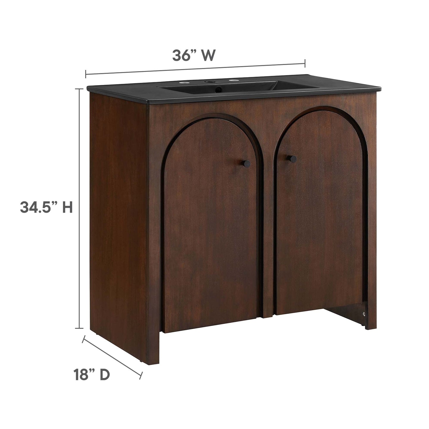 Appia 36" Bathroom Vanity by Modway EEI-6791-WAL-BLK