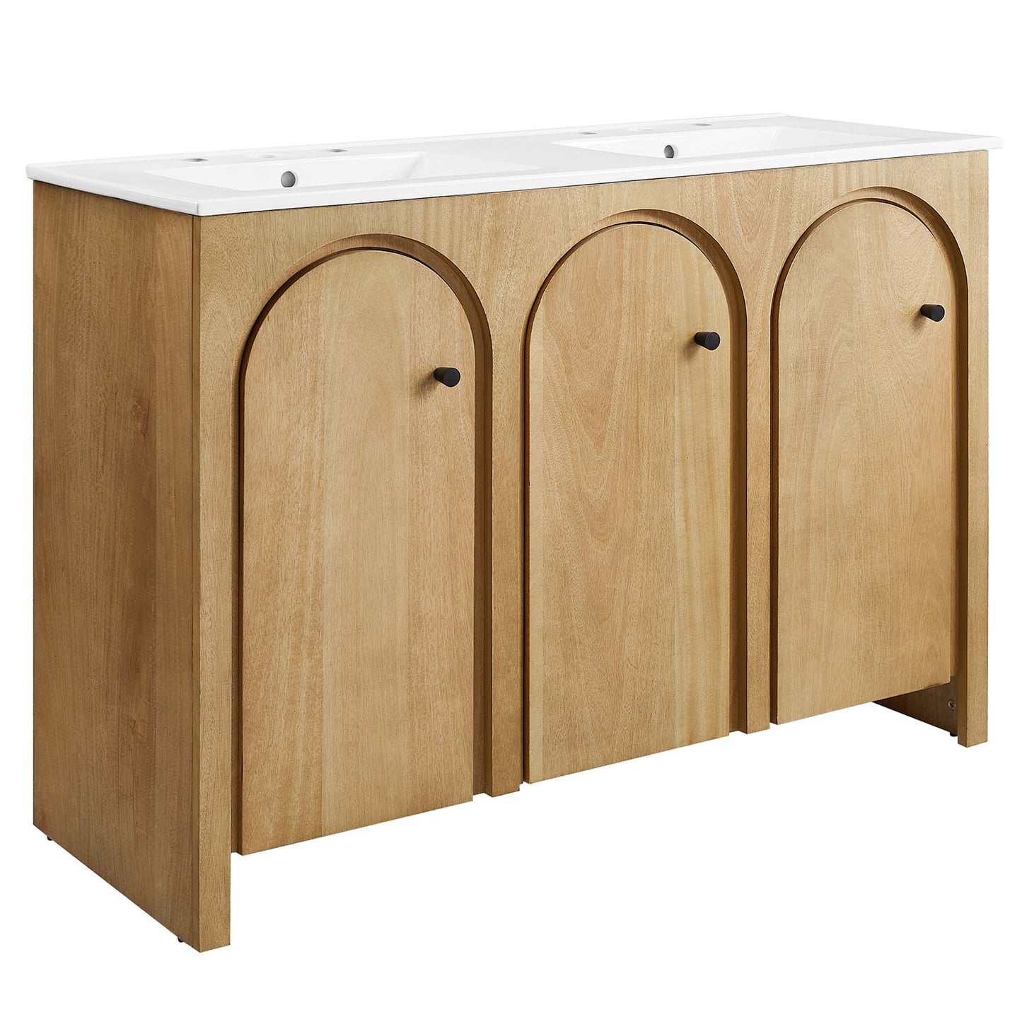 Appia 48" Double Sink Bathroom Vanity by Modway EEI-6792-OAK-WHI