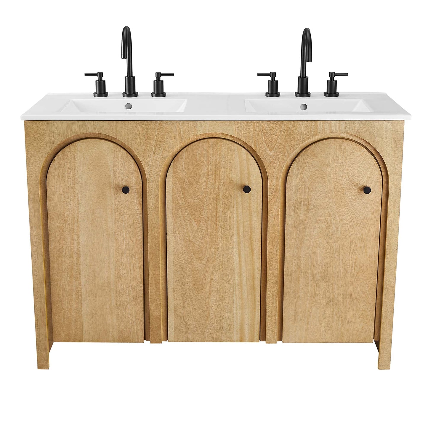 Appia 48" Double Sink Bathroom Vanity by Modway EEI-6792-OAK-WHI