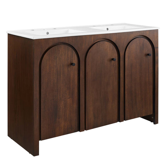 Appia 48" Double Sink Bathroom Vanity by Modway EEI-6792-WAL-WHI