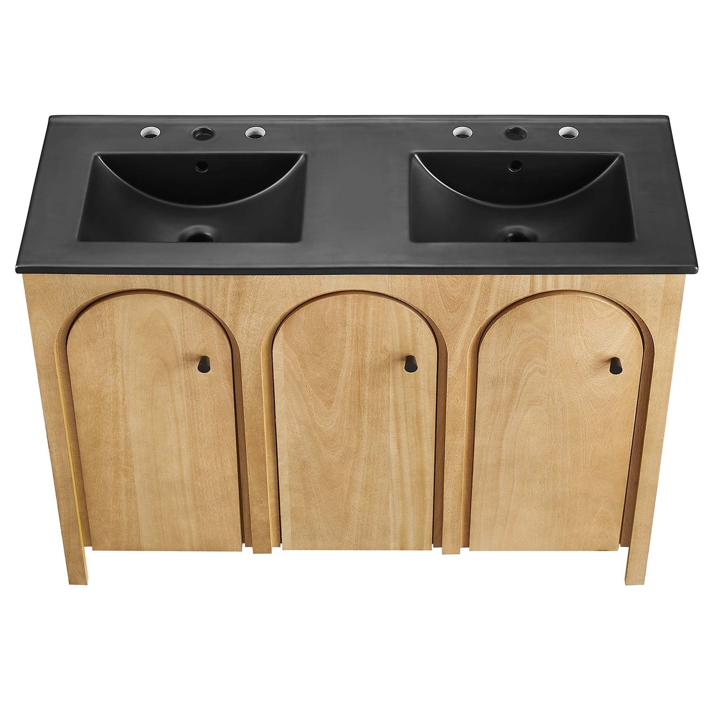 Appia 48" Double Sink Bathroom Vanity by Modway EEI-6793-OAK-BLK