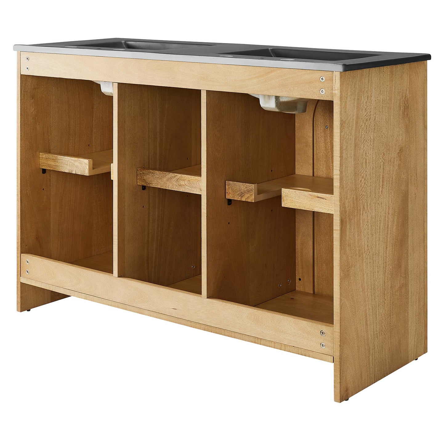 Appia 48" Double Sink Bathroom Vanity by Modway EEI-6793-OAK-BLK