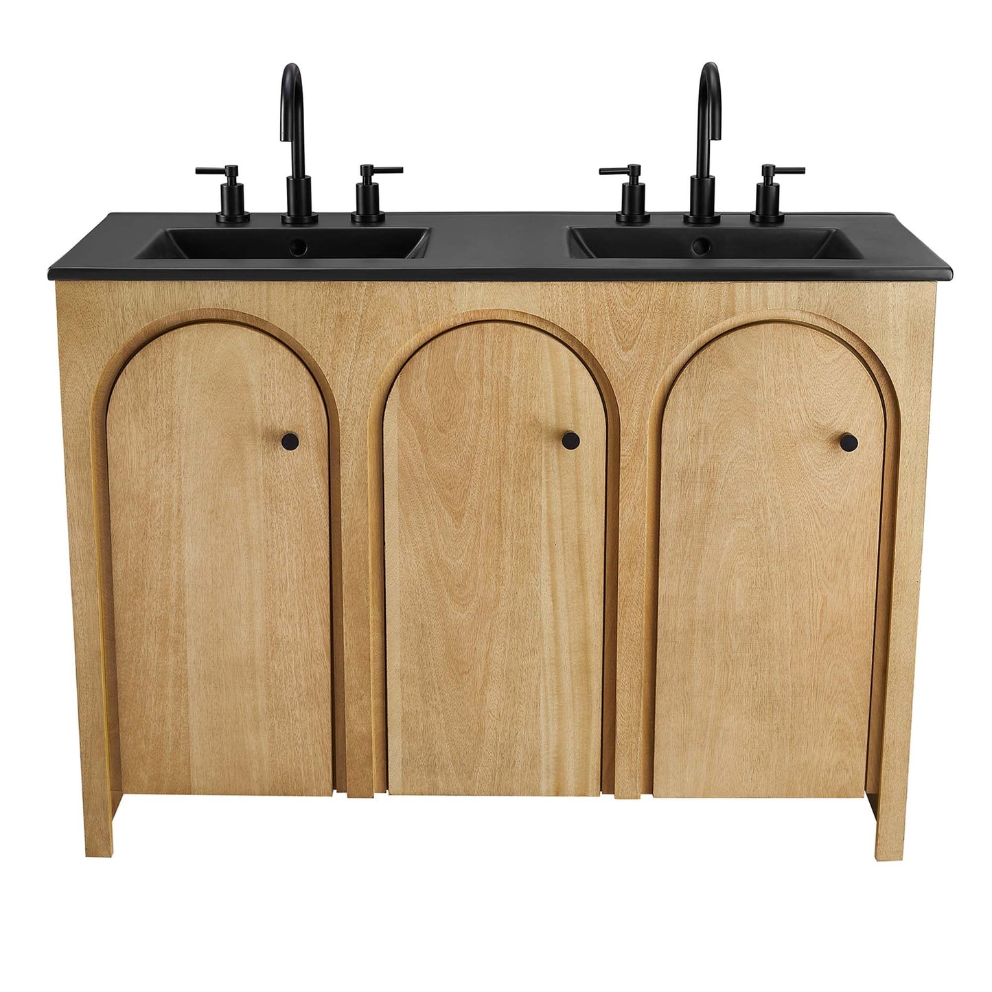 Appia 48" Double Sink Bathroom Vanity by Modway EEI-6793-OAK-BLK