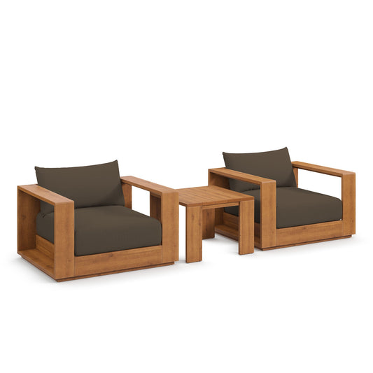 Tahoe 3-Piece Outdoor Patio Acacia Wood Furniture Set by Modway EEI-6798-NAT-COA