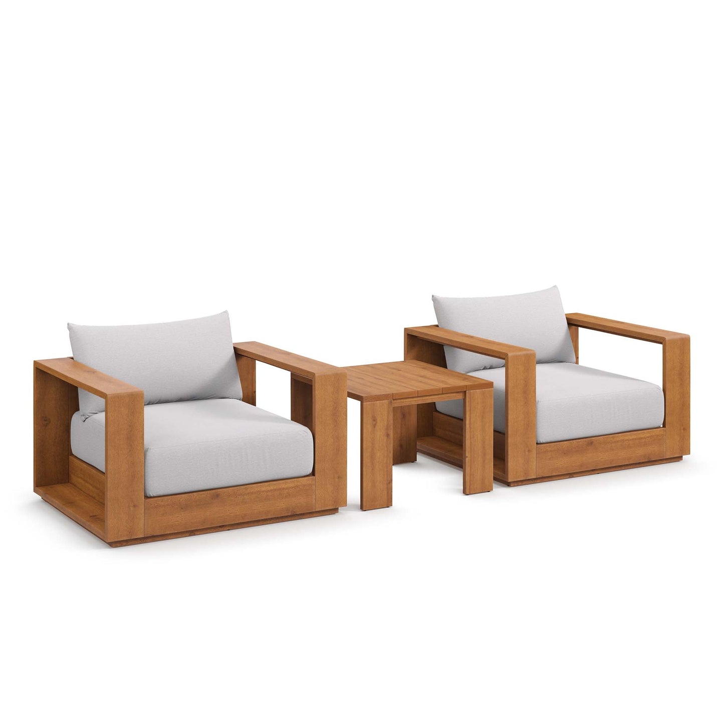 Tahoe 3-Piece Outdoor Patio Acacia Wood Furniture Set by Modway EEI-6798-NAT-LGR