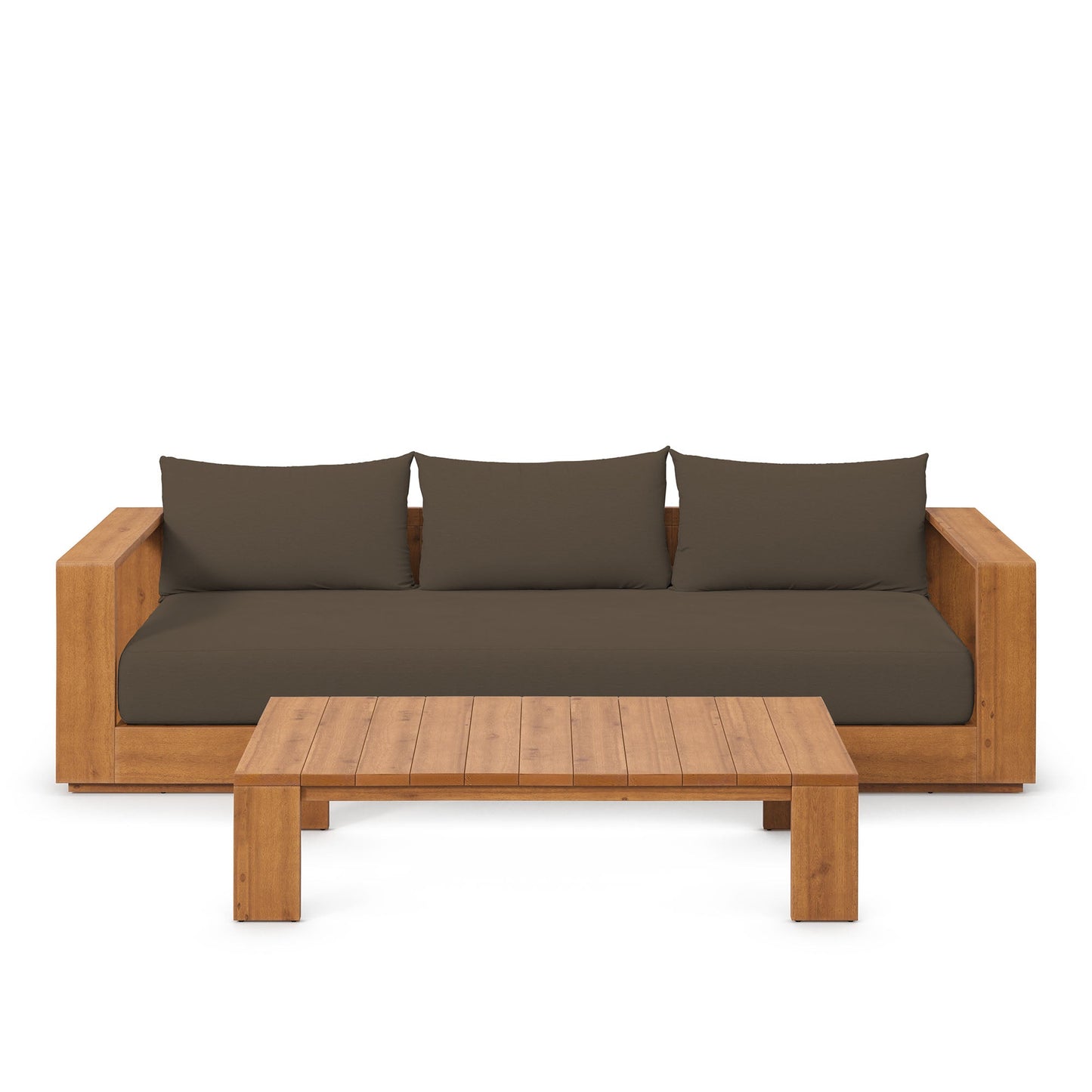 Tahoe 2-Piece Outdoor Patio Acacia Wood Sofa and Coffee Table Set by Modway EEI-6799-NAT-COA