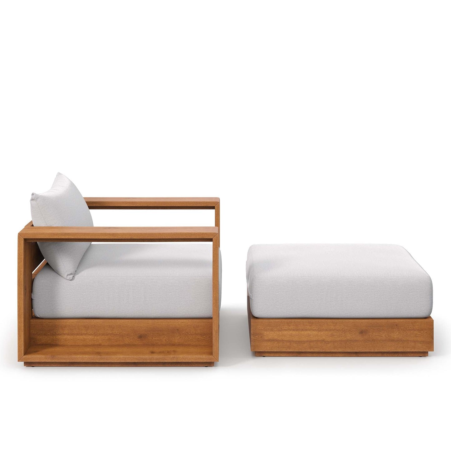 Tahoe 2-Piece Outdoor Patio Acacia Wood Armchair and Ottoman Set by Modway EEI-6800-NAT-LGR