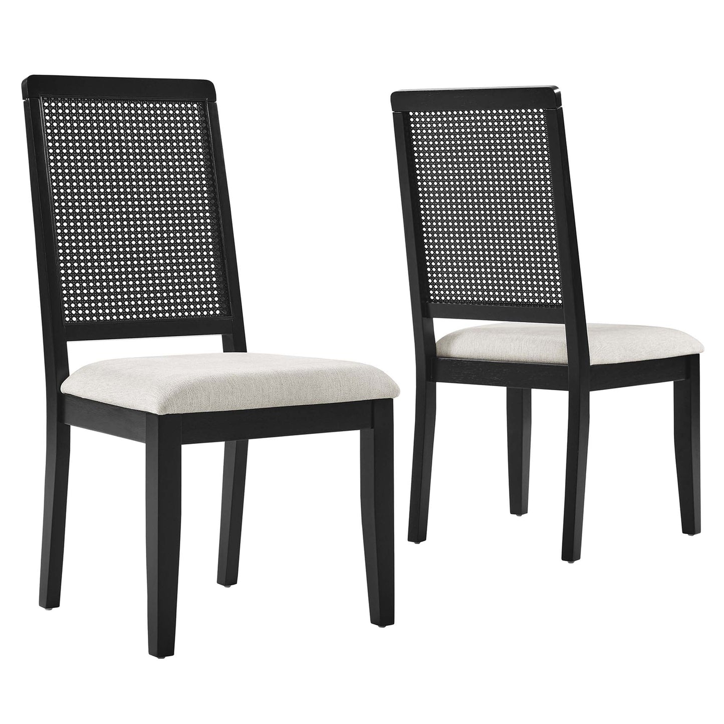 Arlo Faux Rattan and Wood Dining Side Chairs Set of 2 by Modway EEI-6803-BLK-BLK-HEI