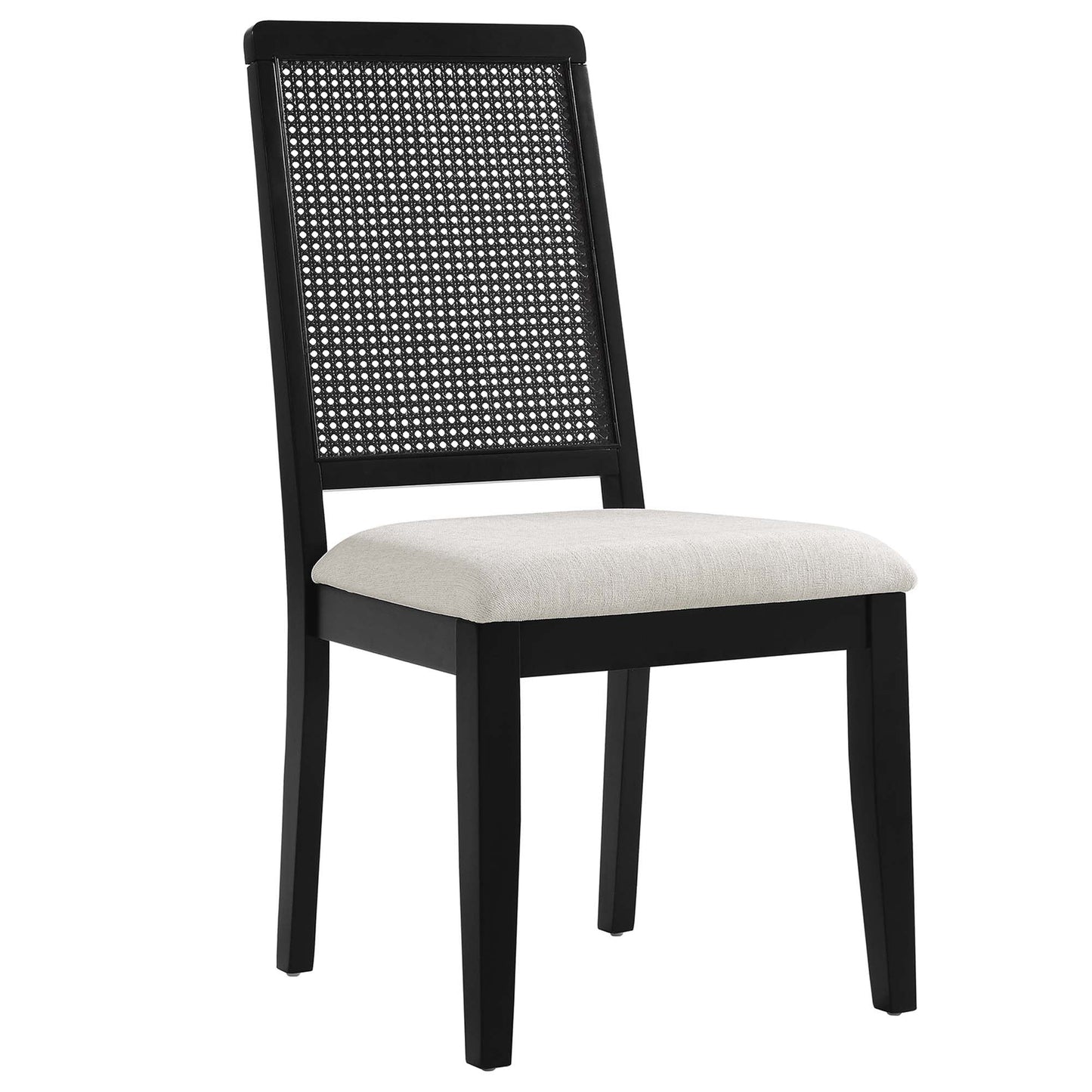 Arlo Faux Rattan and Wood Dining Side Chairs Set of 2 by Modway EEI-6803-BLK-BLK-HEI