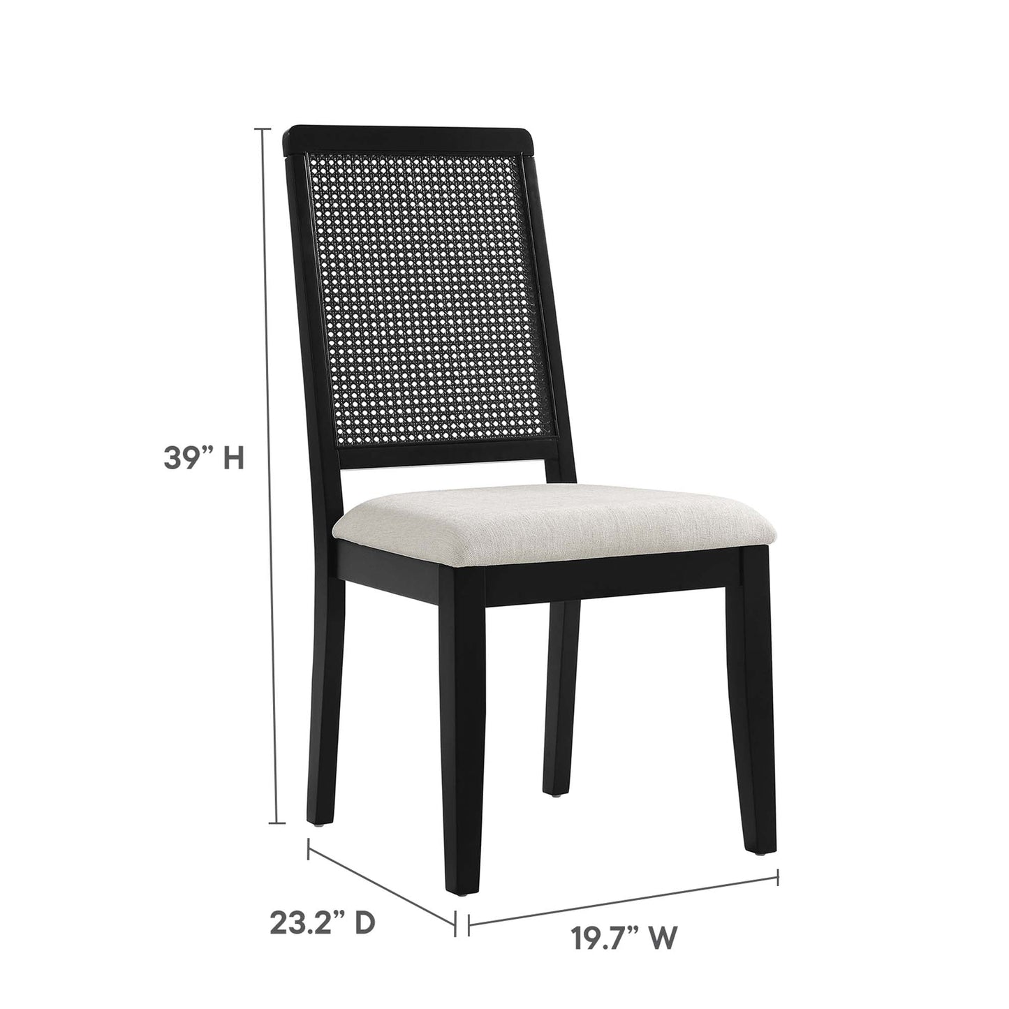 Arlo Faux Rattan and Wood Dining Side Chairs Set of 2 by Modway EEI-6803-BLK-BLK-HEI