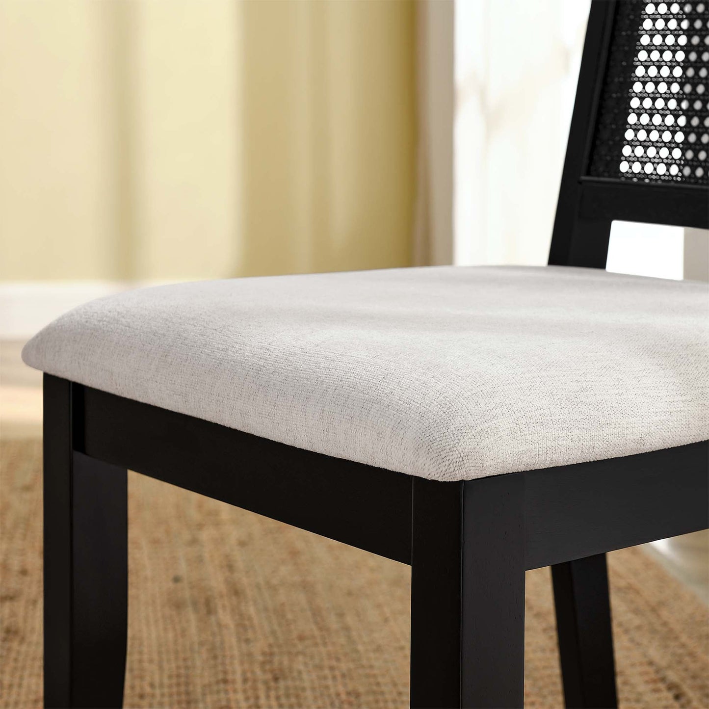 Arlo Faux Rattan and Wood Dining Side Chairs Set of 2 by Modway EEI-6803-BLK-BLK-HEI