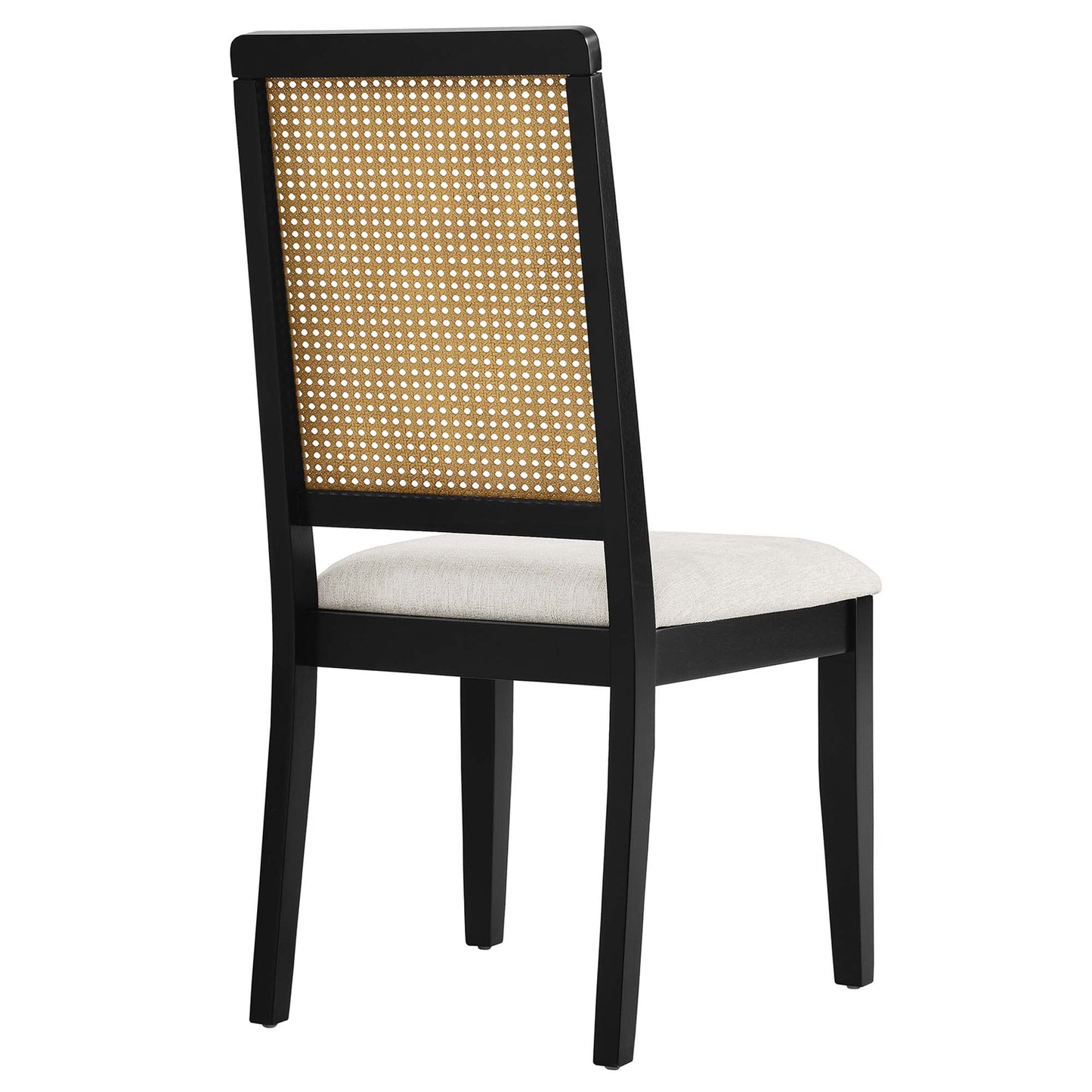 Arlo Faux Rattan and Wood Dining Side Chairs Set of 2 by Modway EEI-6803-BLK-NAT-HEI