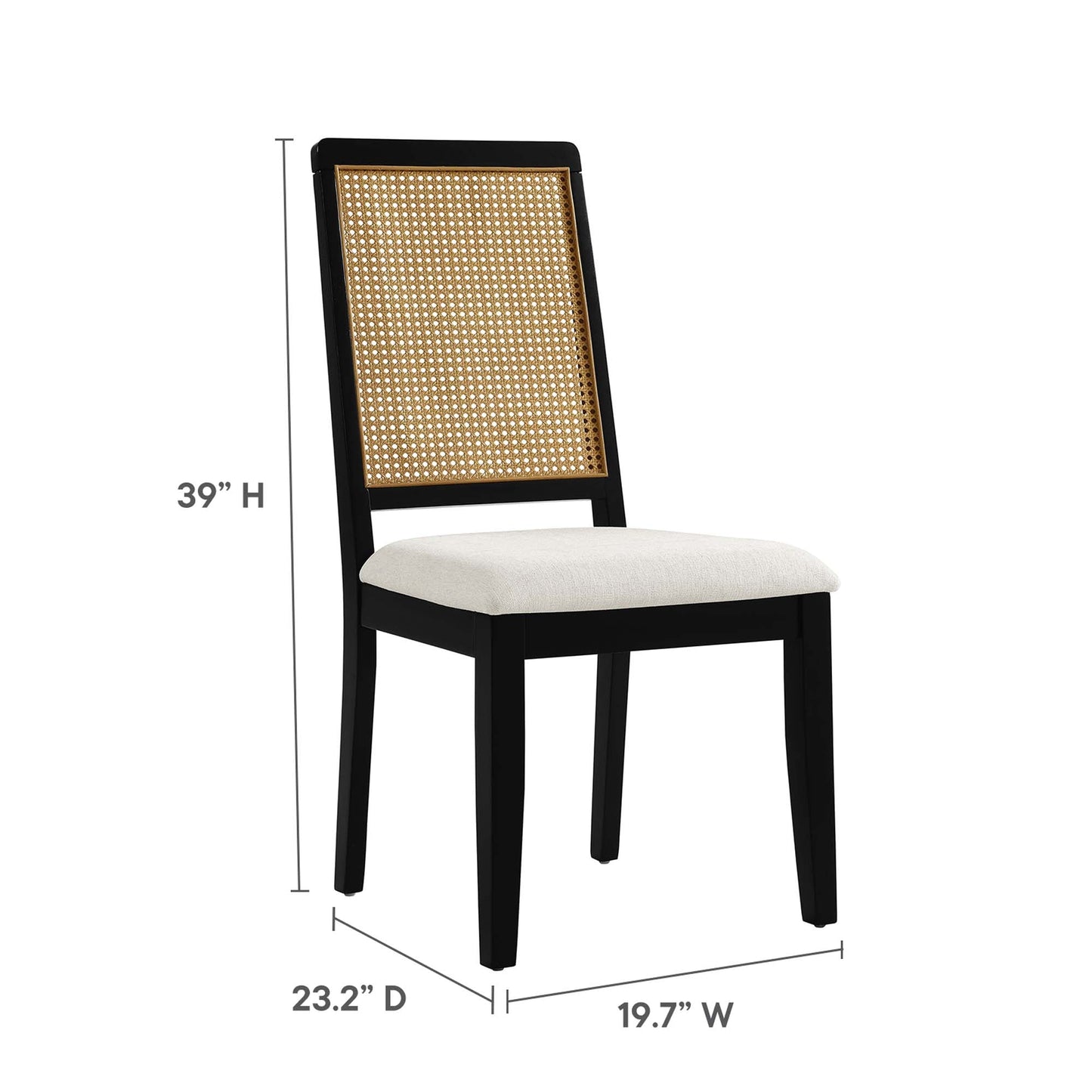 Arlo Faux Rattan and Wood Dining Side Chairs Set of 2 by Modway EEI-6803-BLK-NAT-HEI