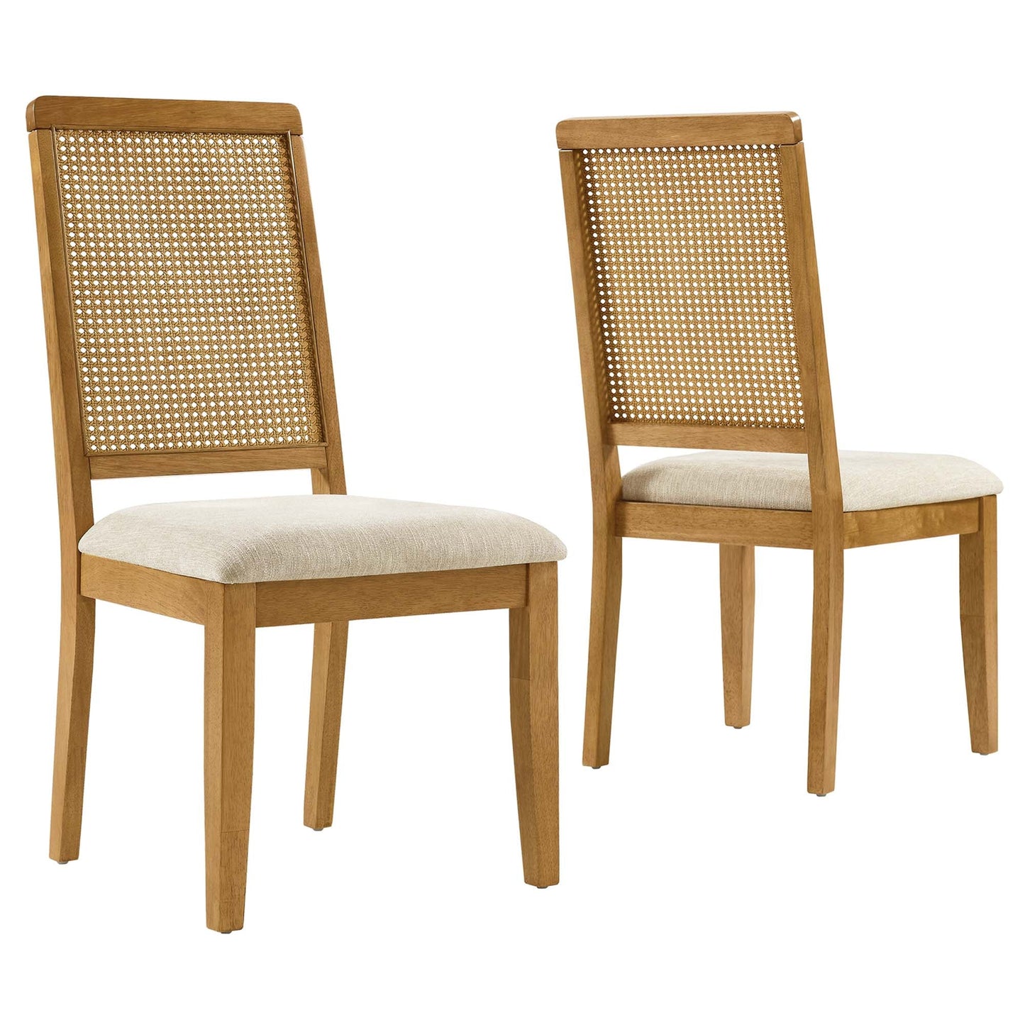 Arlo Faux Rattan and Wood Dining Side Chairs Set of 2 by Modway EEI-6803-NAT-NAT-HLB