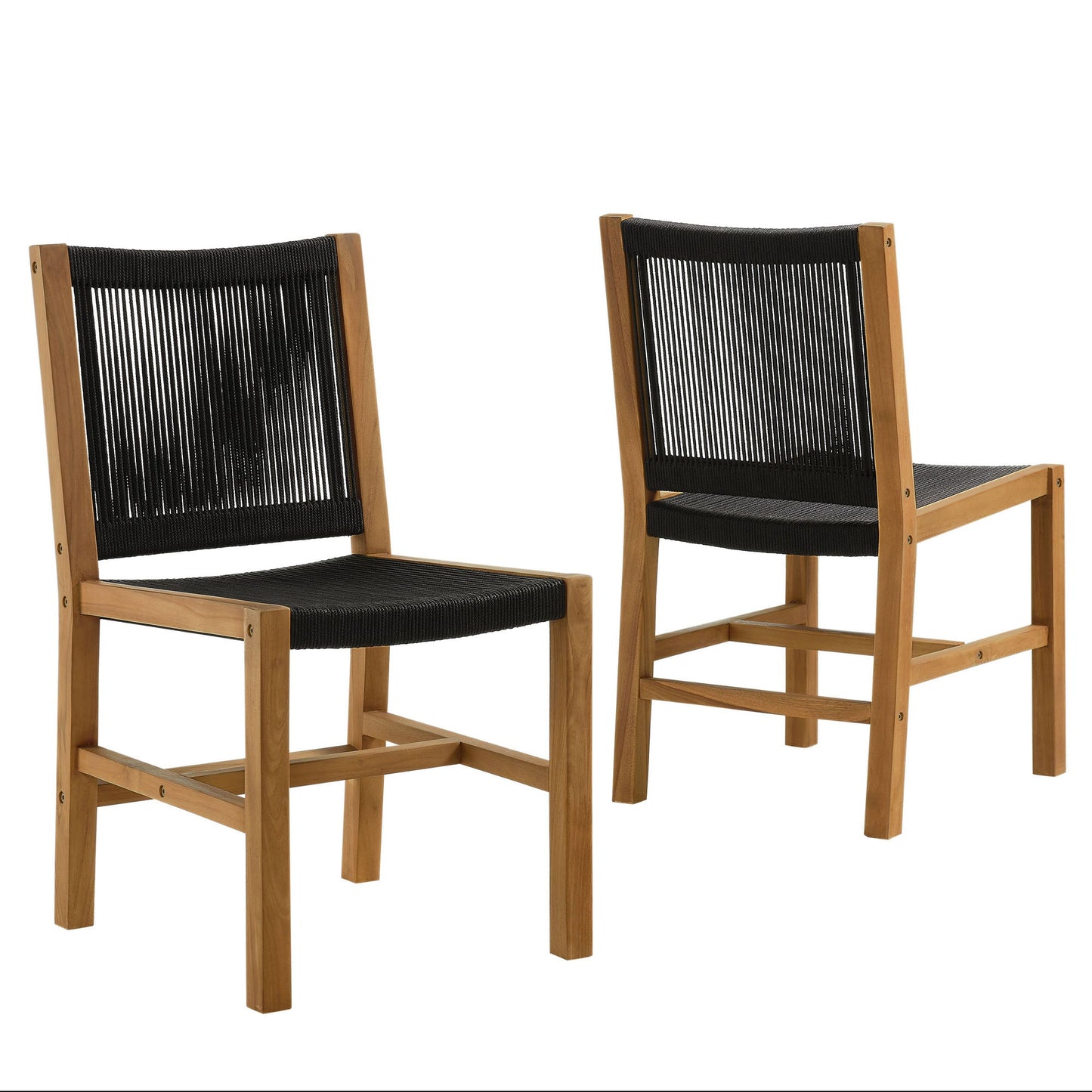 Vienna Outdoor Patio Teak and Rope Dining Chairs Set of 2 by Modway