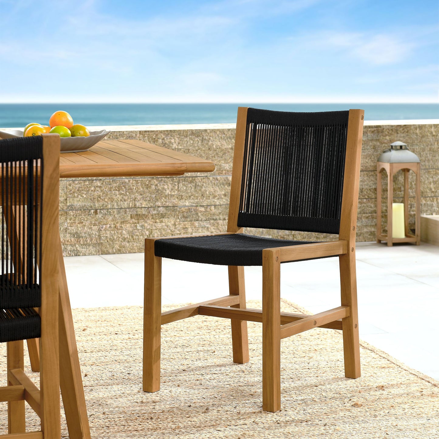 Vienna Outdoor Patio Teak and Rope Dining Chairs Set of 2 by Modway