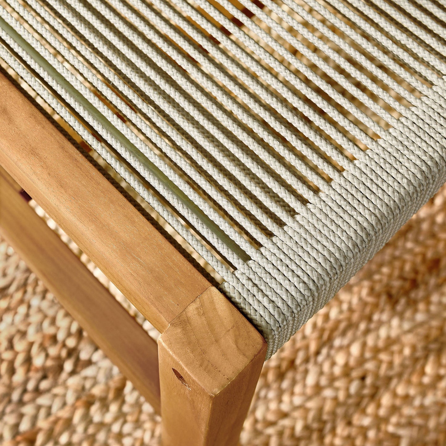 Vienna Outdoor Patio Teak and Rope Dining Chairs Set of 2 by Modway