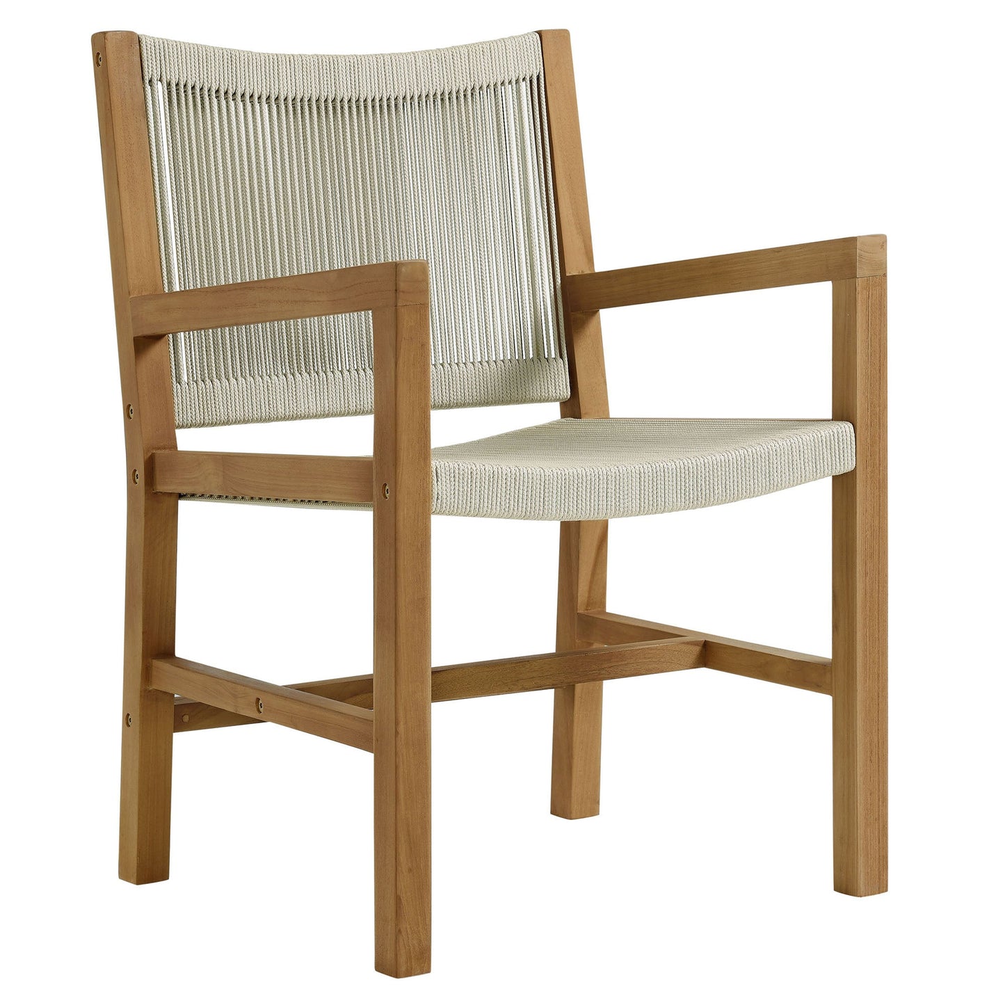 Vienna 3-Piece Outdoor Patio Teak and Rope Dining Set with Armchairs and Armless Chairs by Modway