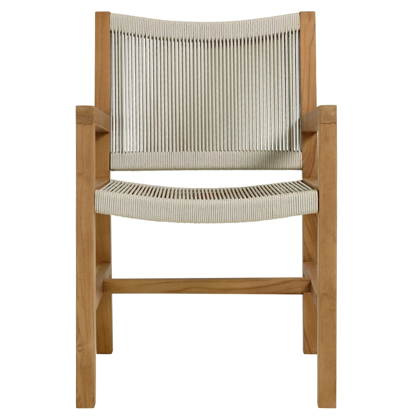 Vienna 3-Piece Outdoor Patio Teak and Rope Armchairs with Folding Side Table by Modway EEI-6936-NAT-NAT