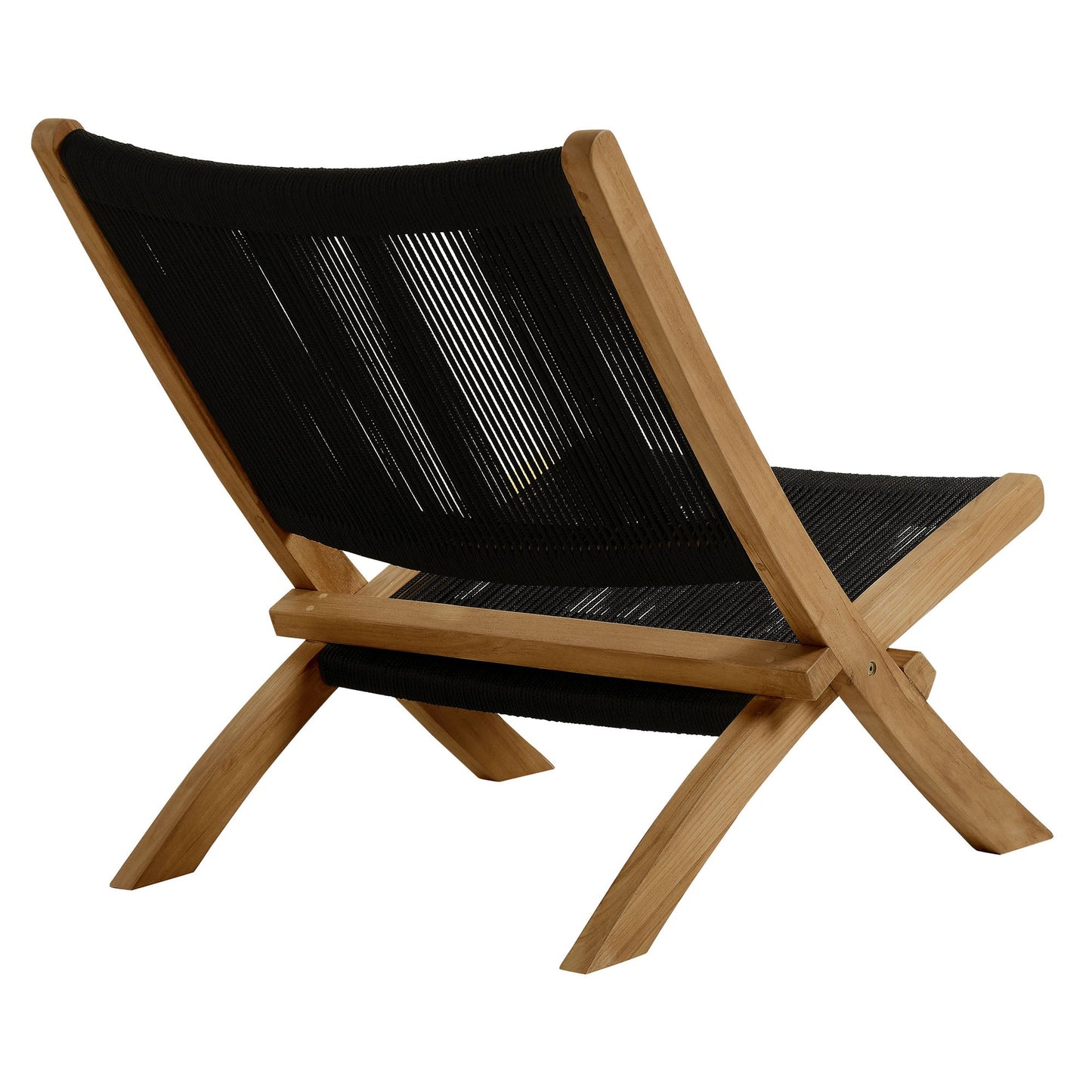 Vienna Outdoor Patio Teak and Rope Folding Accent Lounge Chair by Modway EEI-6808-NAT-BLK