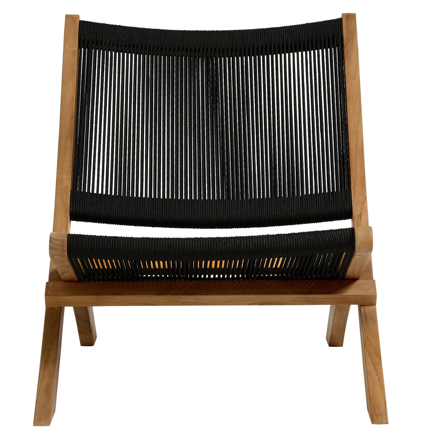 Vienna Outdoor Patio Teak and Rope Folding Accent Lounge Chair by Modway EEI-6808-NAT-BLK