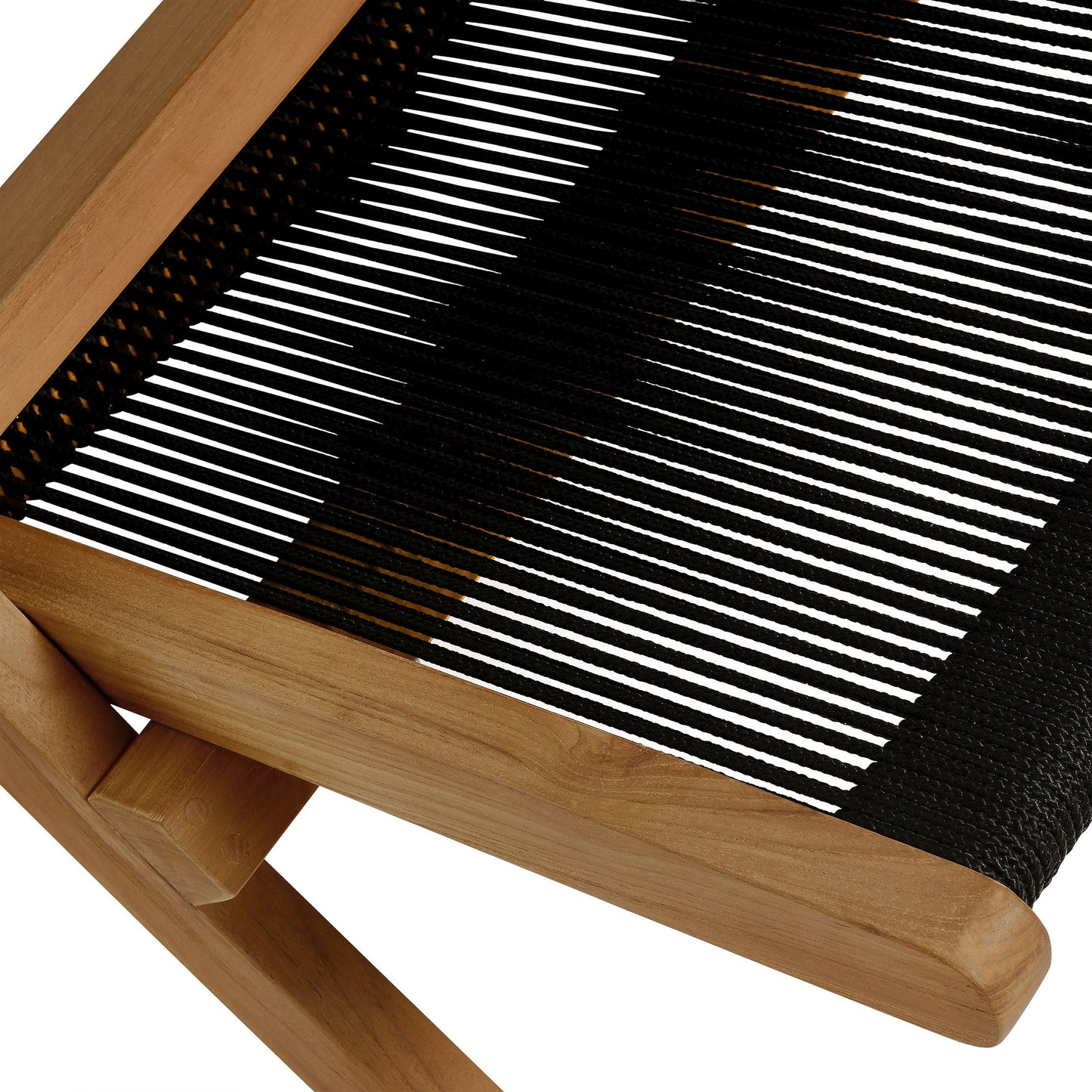 Vienna Outdoor Patio Teak and Rope Folding Accent Lounge Chair by Modway EEI-6808-NAT-BLK